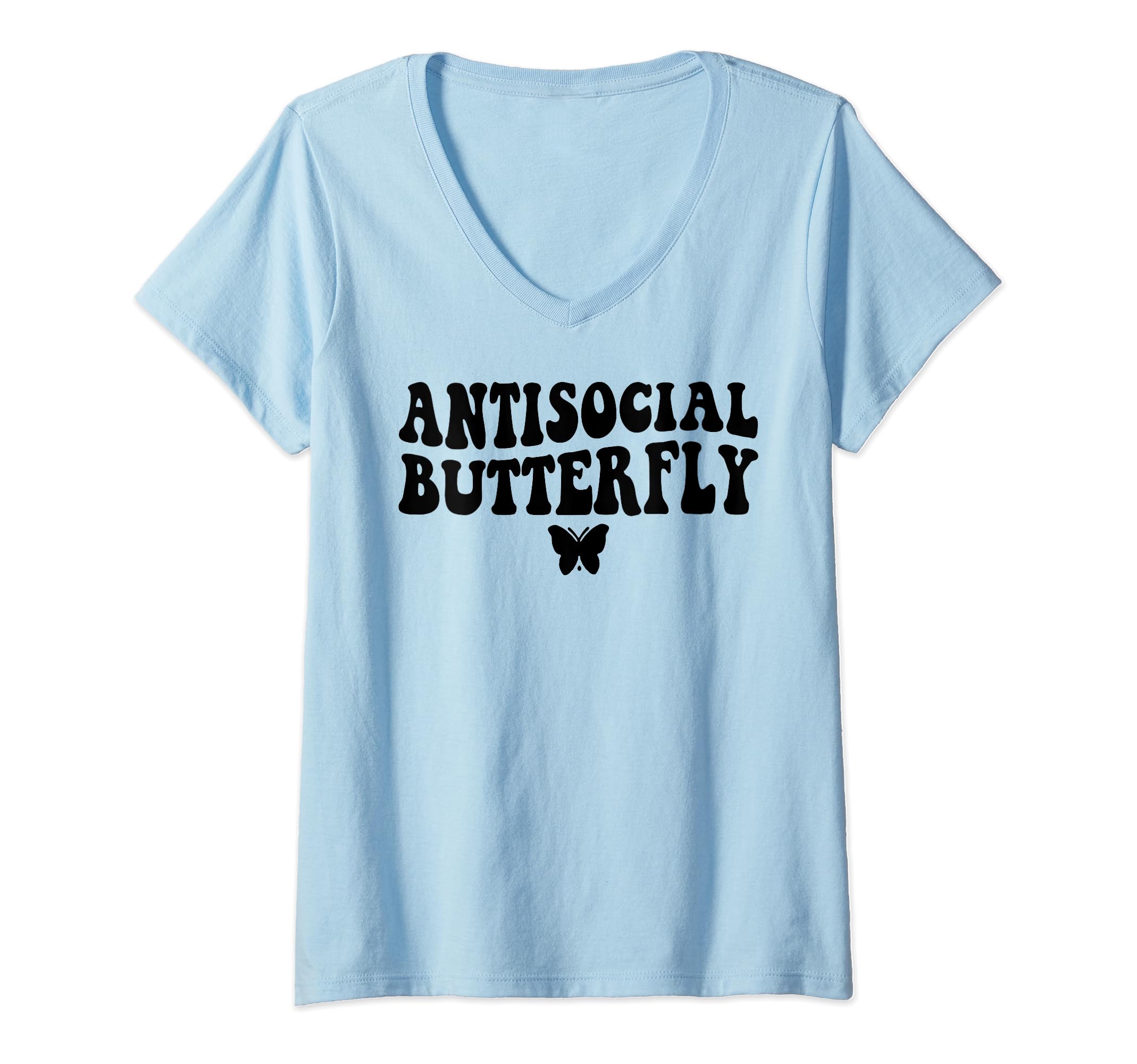 Womens Antisocial Butterfly V Neck T-Shirt - Custom Art Print Unisex - T-Shirt, Sweatshirt, Hoodie