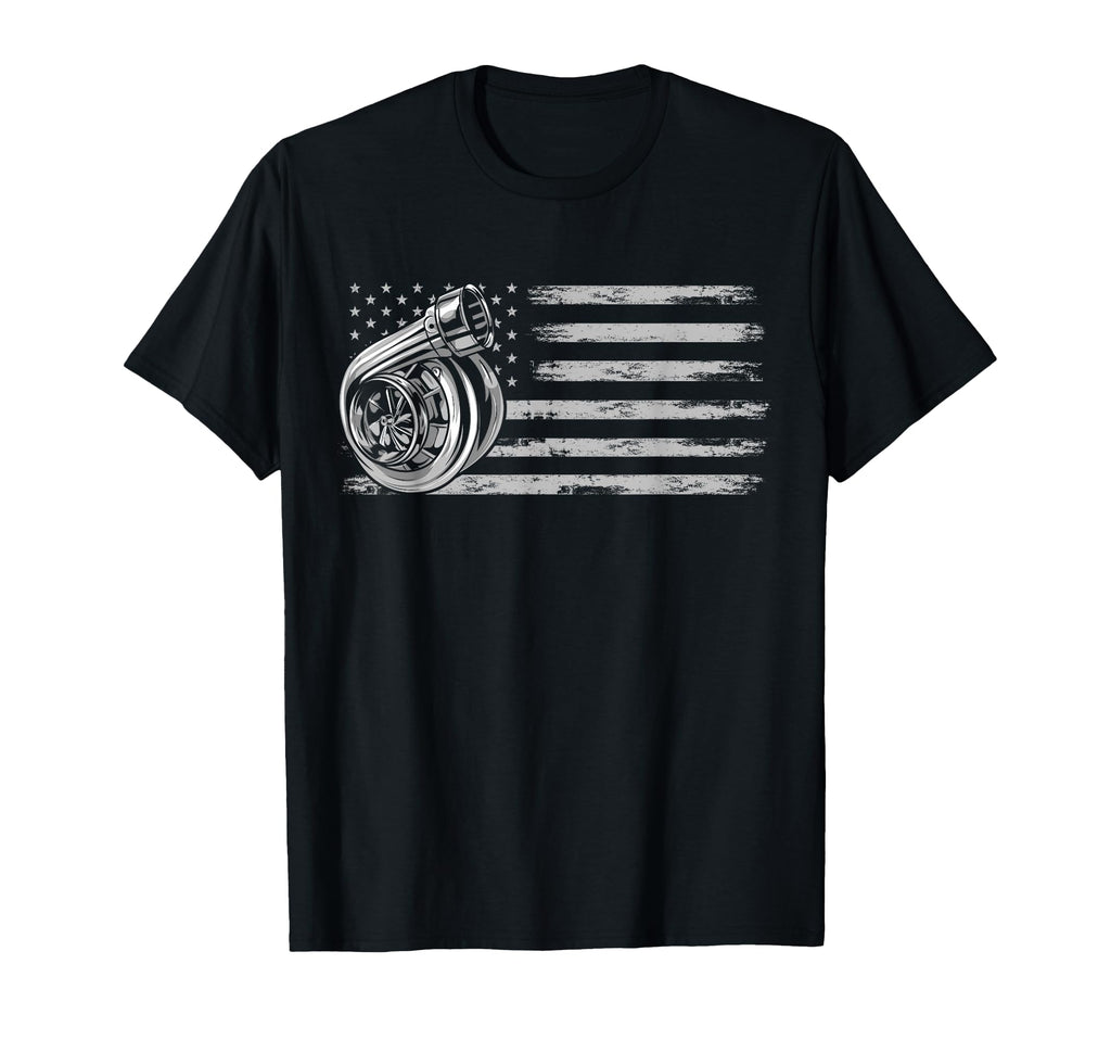 Turbo Us Flag Tuner Car Guy Car T-Shirt - Streetwear Style for Adults - T-Shirt, Sweatshirt, Hoodie