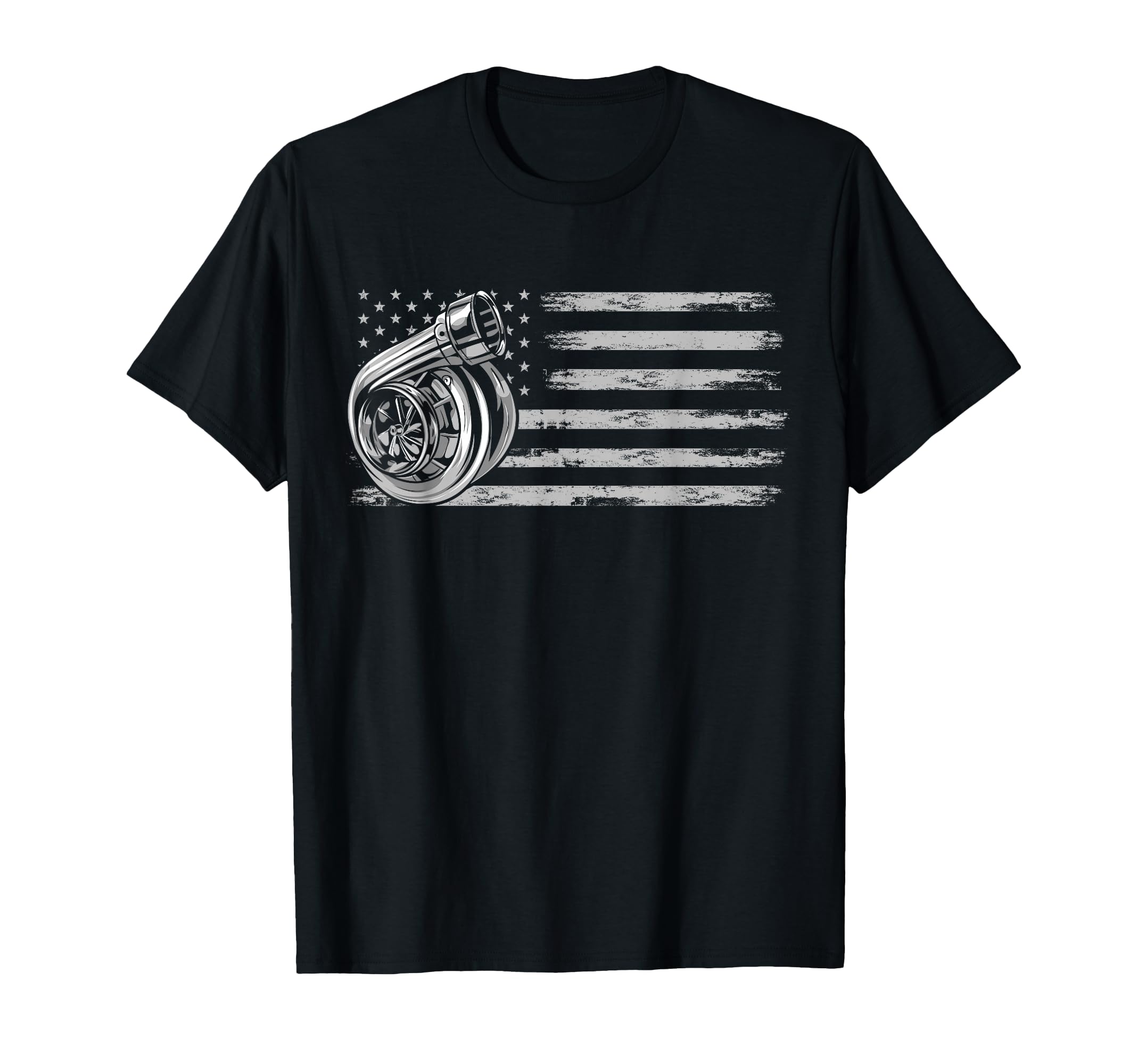 Turbo Us Flag Tuner Car Guy Car T-Shirt - Minimalist Print Unisex - T-Shirt, Sweatshirt, Hoodie