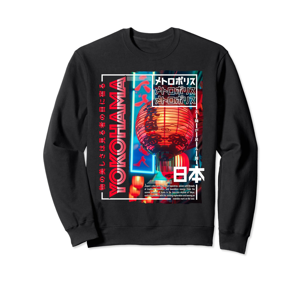 Yokohama City 80S Synthwave Sweatshirt - Custom Art Print for Adults - T-Shirt, Sweatshirt, Hoodie