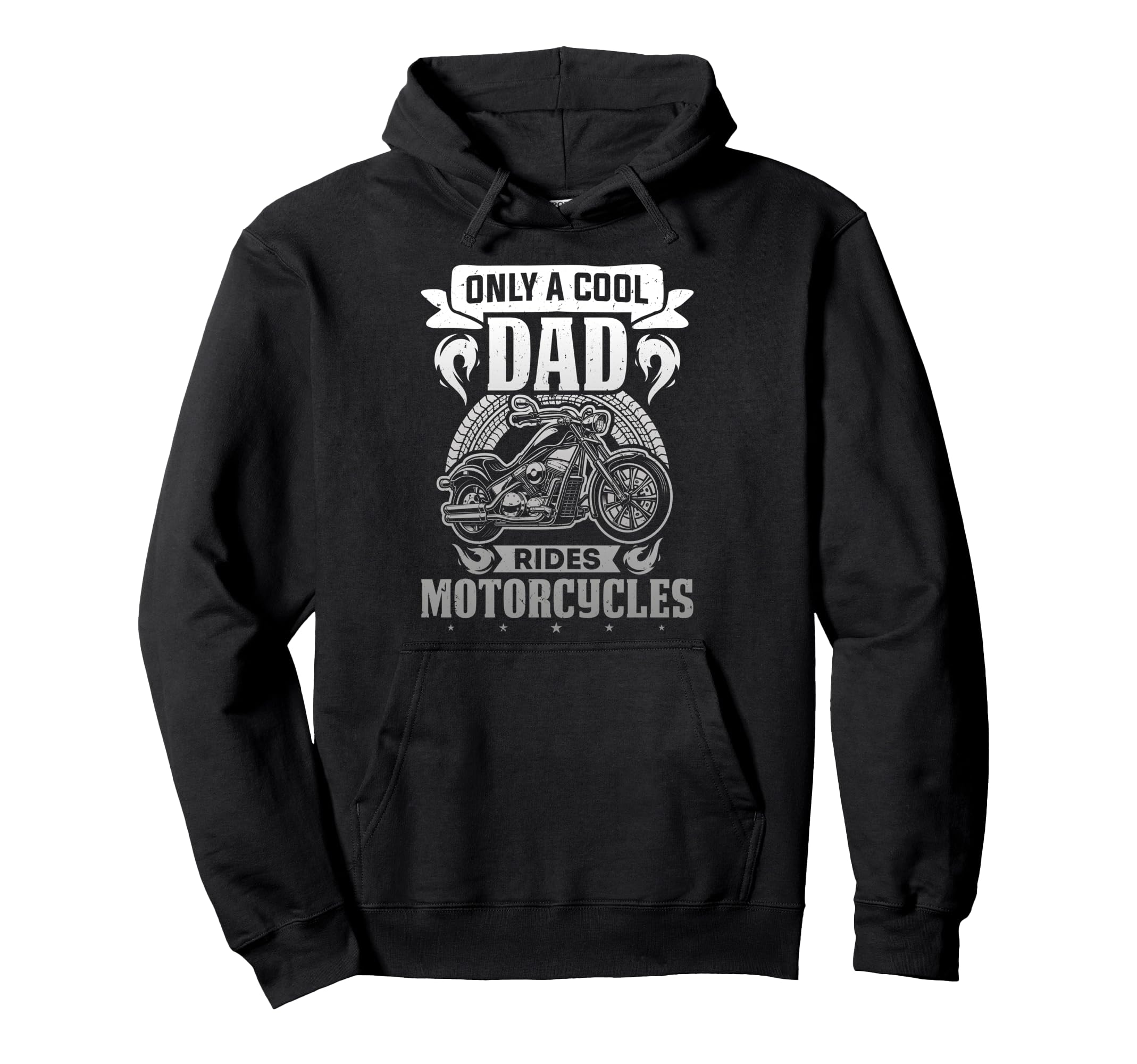Biker Only Dad Rides Motorcycles Hoodie - Fun Novelty Design for Adults - T-Shirt, Sweatshirt, Hoodie