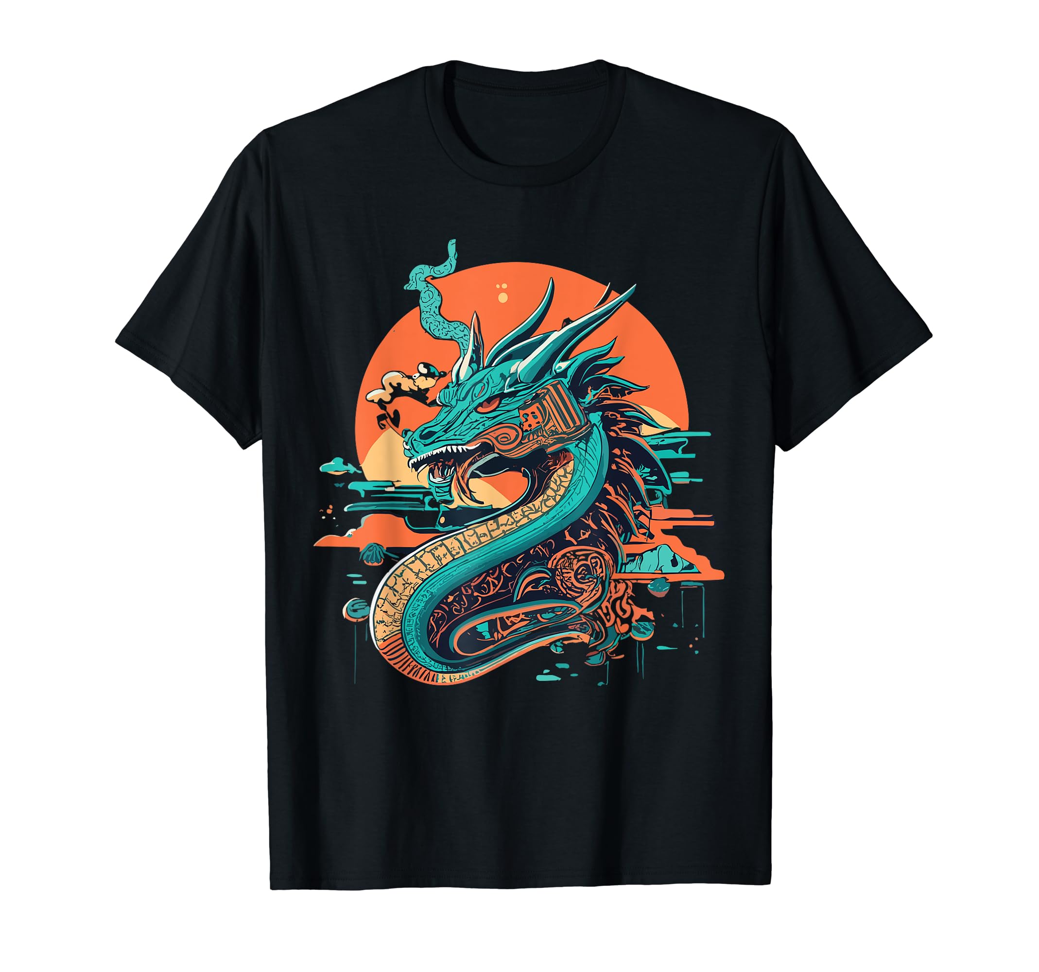 Dragon Techno Vaporwave Anime Futuristic T-Shirt - Custom Art Print Unisex - T-Shirt, Sweatshirt, Hoodie