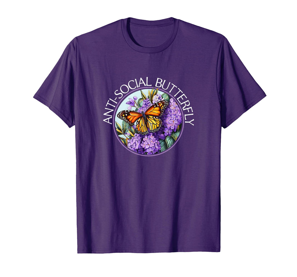Anti Social Butterfly T-Shirt - Fun Novelty Design Men Women - T-Shirt, Sweatshirt, Hoodie