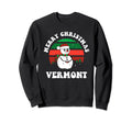 Merry Vermont Festive Sunset Snowman Sweatshirt - Graphic Print for Adults - T-Shirt, Sweatshirt, Hoodie