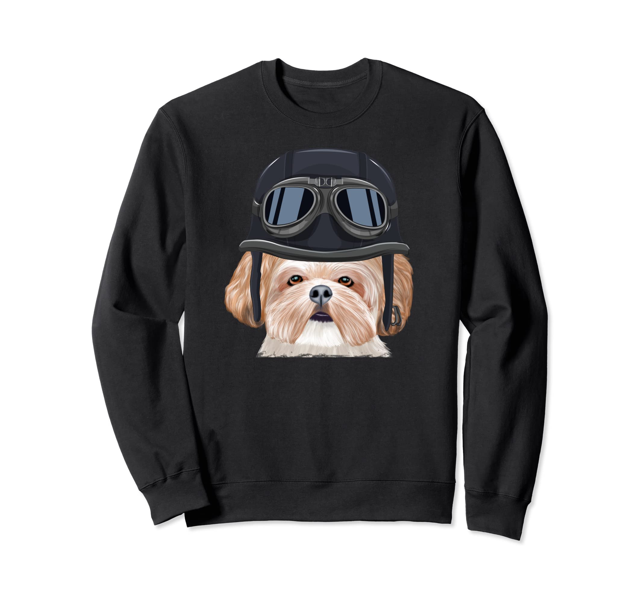 Funny Motorcycle Helmet Shih Tzu Sweatshirt - Fun Novelty Design Unisex - T-Shirt, Sweatshirt, Hoodie