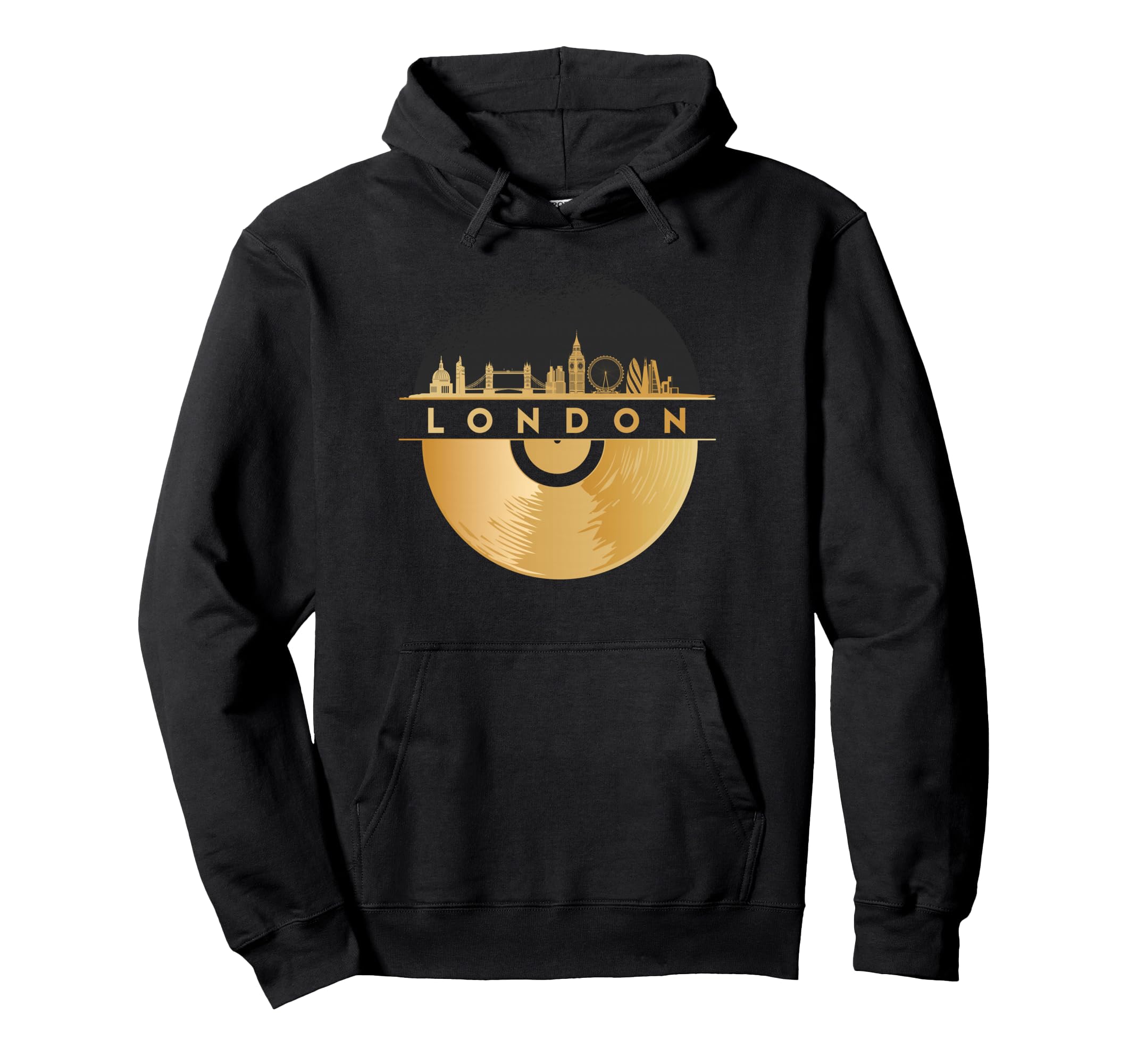 Vinyl Record Player Disco Music Skyline Hoodie - Fun Novelty Design Unisex - T-Shirt, Sweatshirt, Hoodie