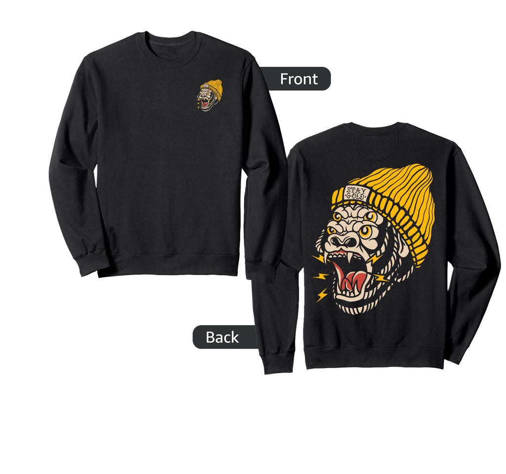 American Traditional Tattoo Gorilla Sweatshirt - Aesthetic Graphic Unisex - T-Shirt, Sweatshirt, Hoodie