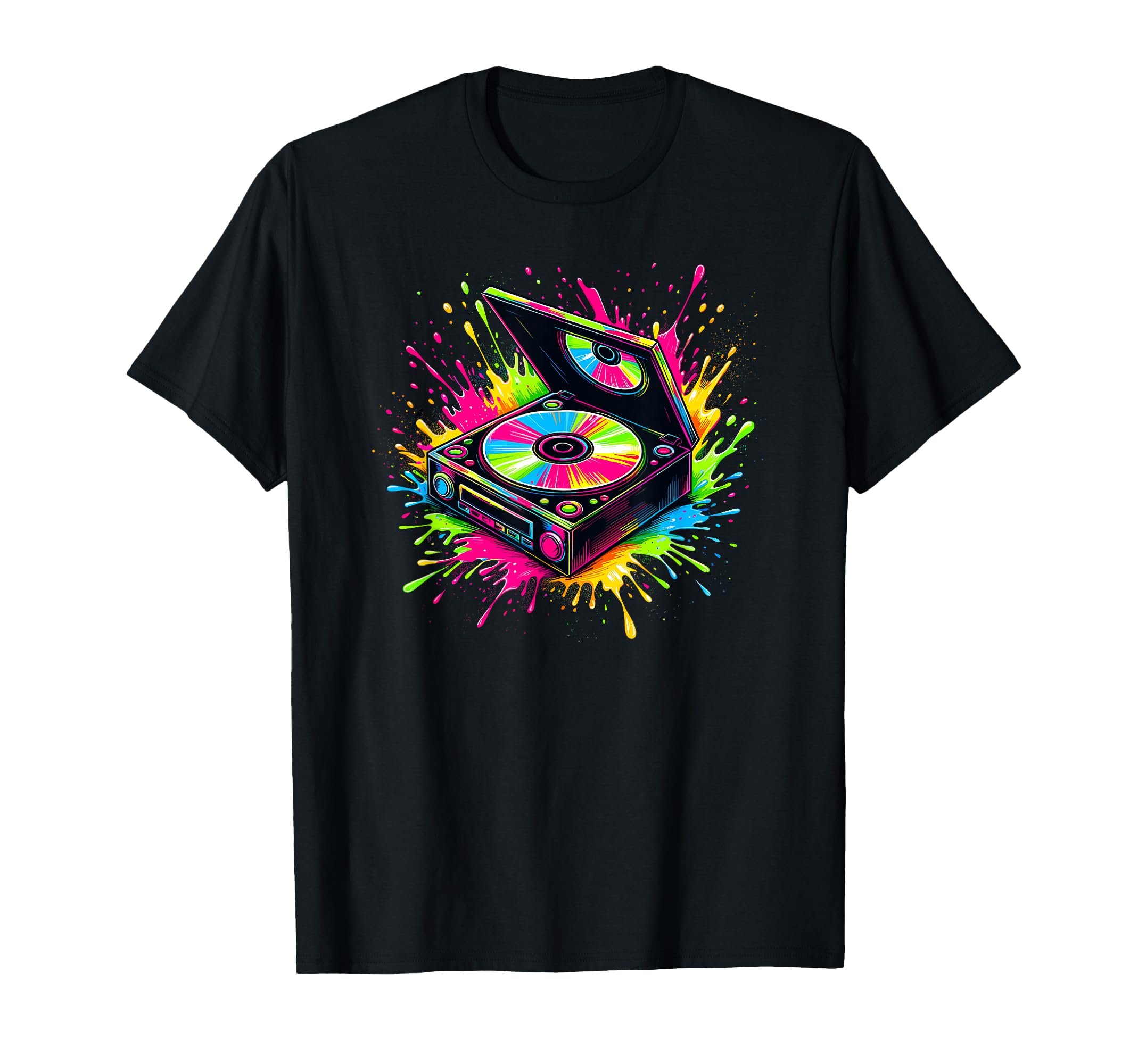 Splash Art Vinyl Record Player Music T-Shirt - Novelty Apparel Unisex - T-Shirt, Sweatshirt, Hoodie