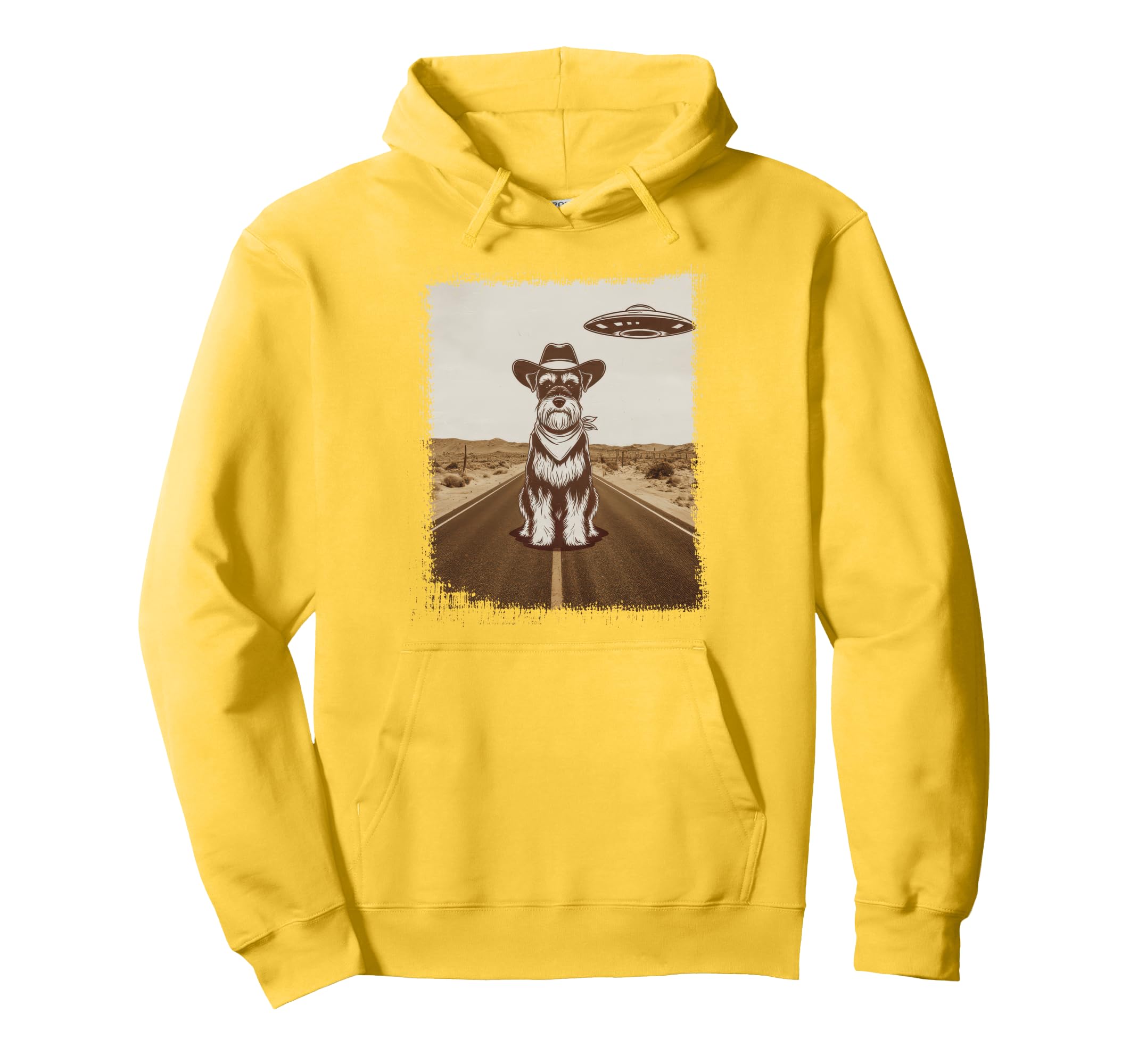 Schnauzer Schnauzer Ufo Western Hoodie - Aesthetic Graphic Men Women - T-Shirt, Sweatshirt, Hoodie