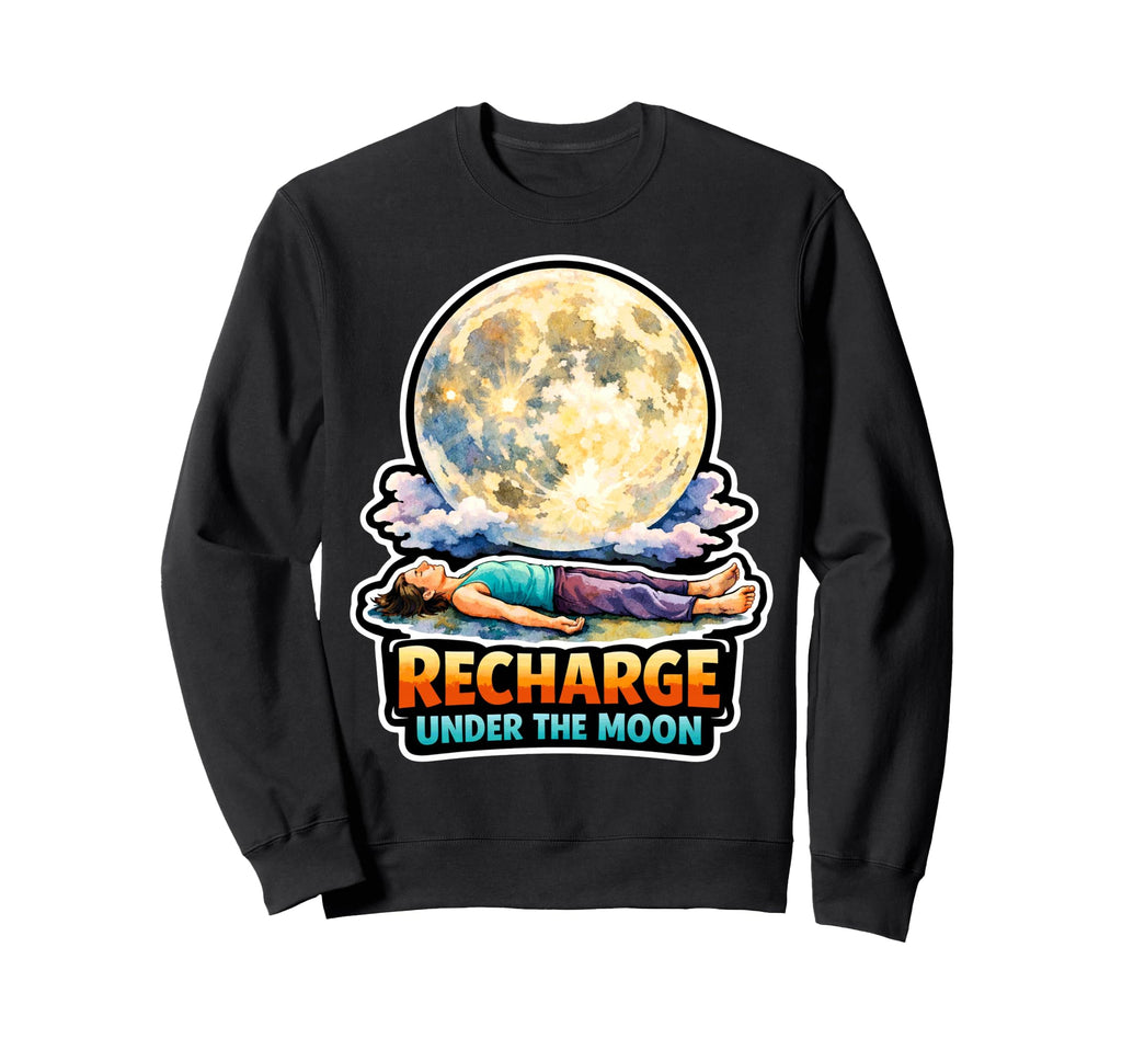 Moon Meditation Lunar Mindfulness Sweatshirt - Unique Graphic Unisex - T-Shirt, Sweatshirt, Hoodie