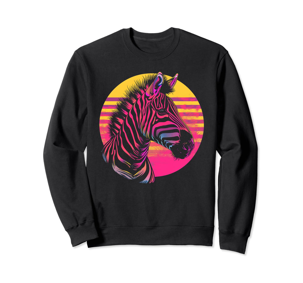 Zebra Vaporwave Aesthetic Sweatshirt - Custom Art Print Men Women - T-Shirt, Sweatshirt, Hoodie