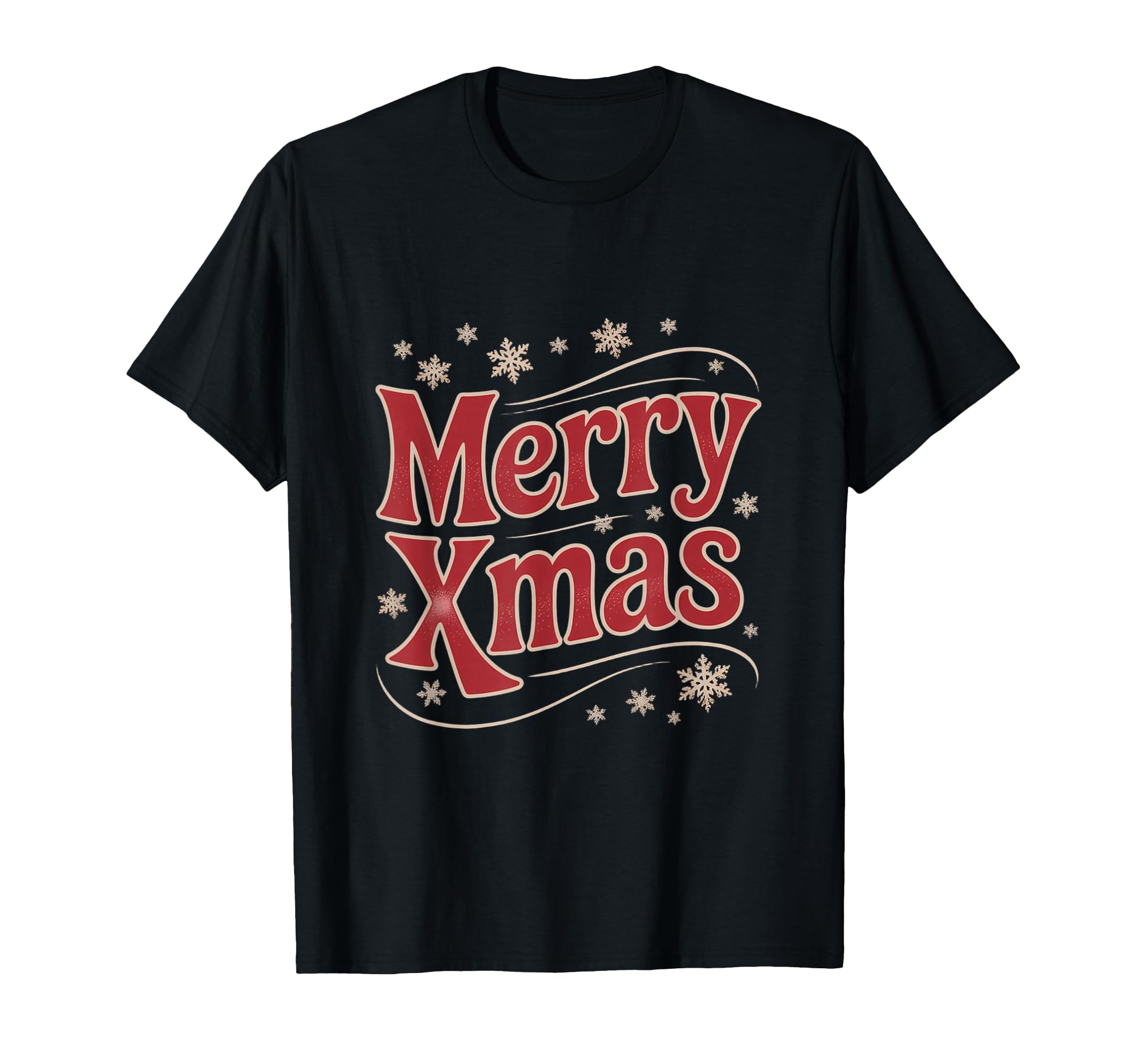 Merry Typography Snowflake T-Shirt - Fun Novelty Design Unisex - T-Shirt, Sweatshirt, Hoodie