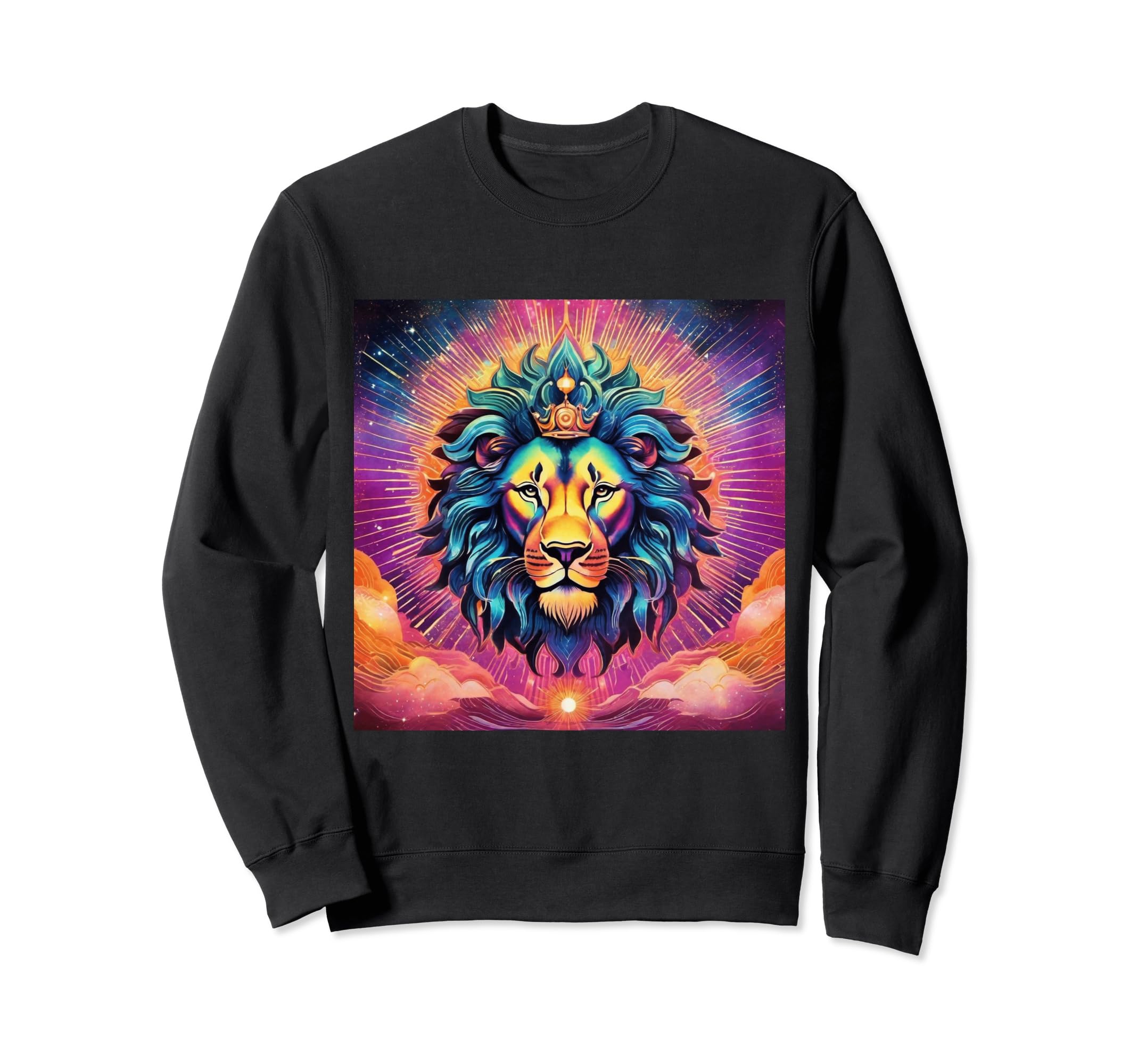 Cat Synthwave 80S Lovers Celestial Lion Sweatshirt - Trendy Graphic Unisex - T-Shirt, Sweatshirt, Hoodie