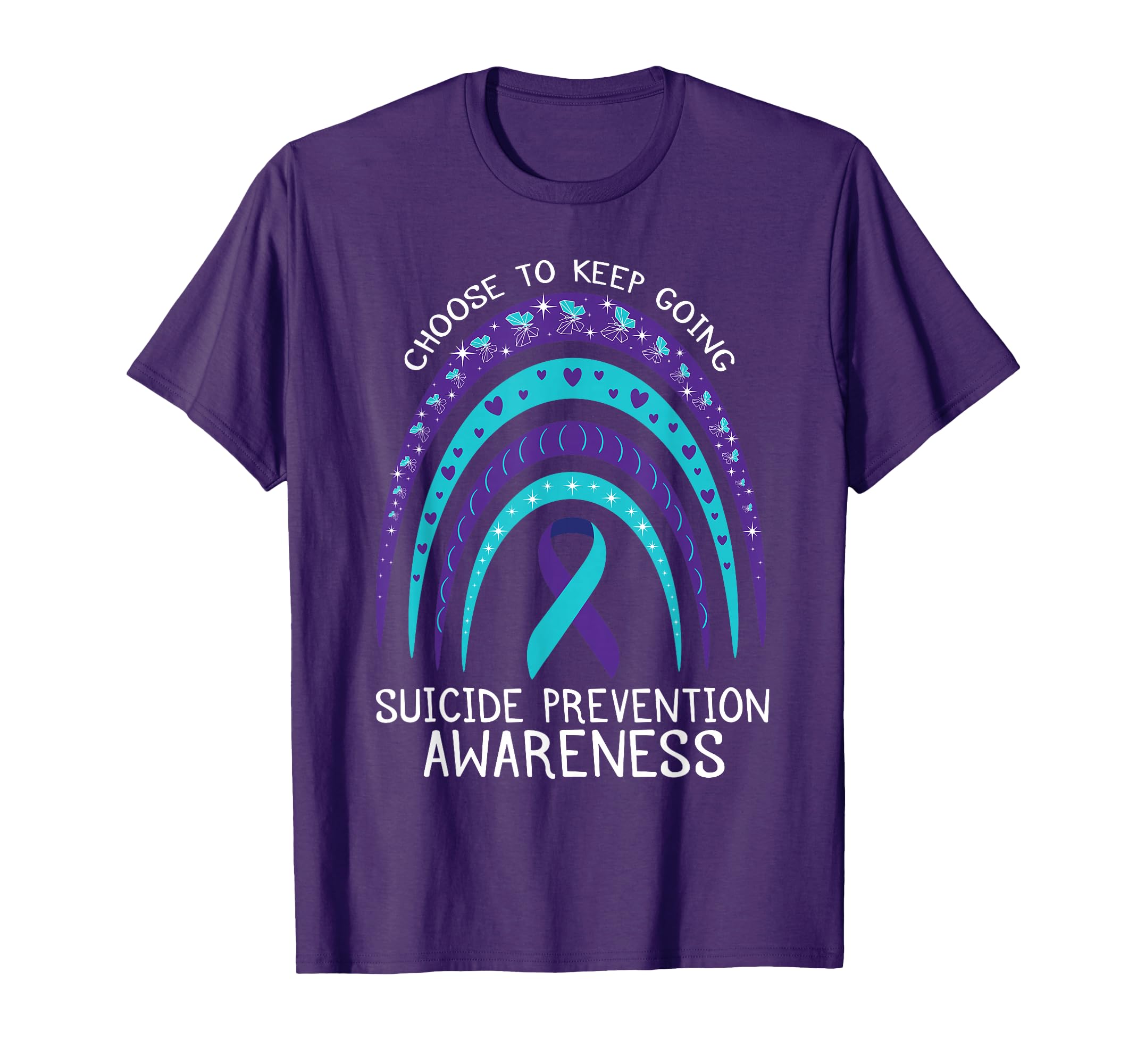Boho Rainbow Suicide Awareness Mental T-Shirt - Minimalist Print Unisex - T-Shirt, Sweatshirt, Hoodie