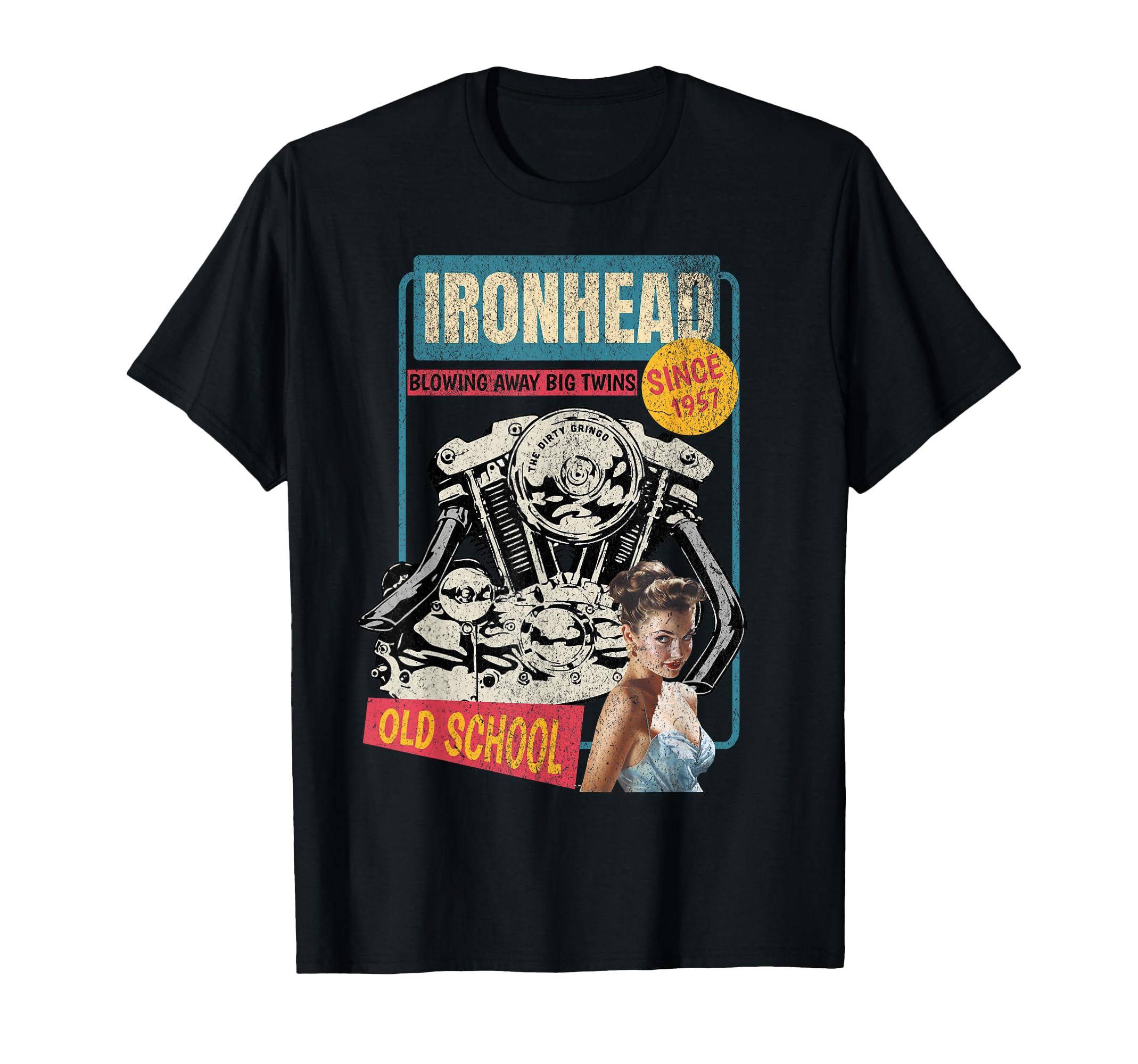 Ironhead Old School Hd Pin Up T-Shirt - Unique Graphic for Adults - T-Shirt, Sweatshirt, Hoodie