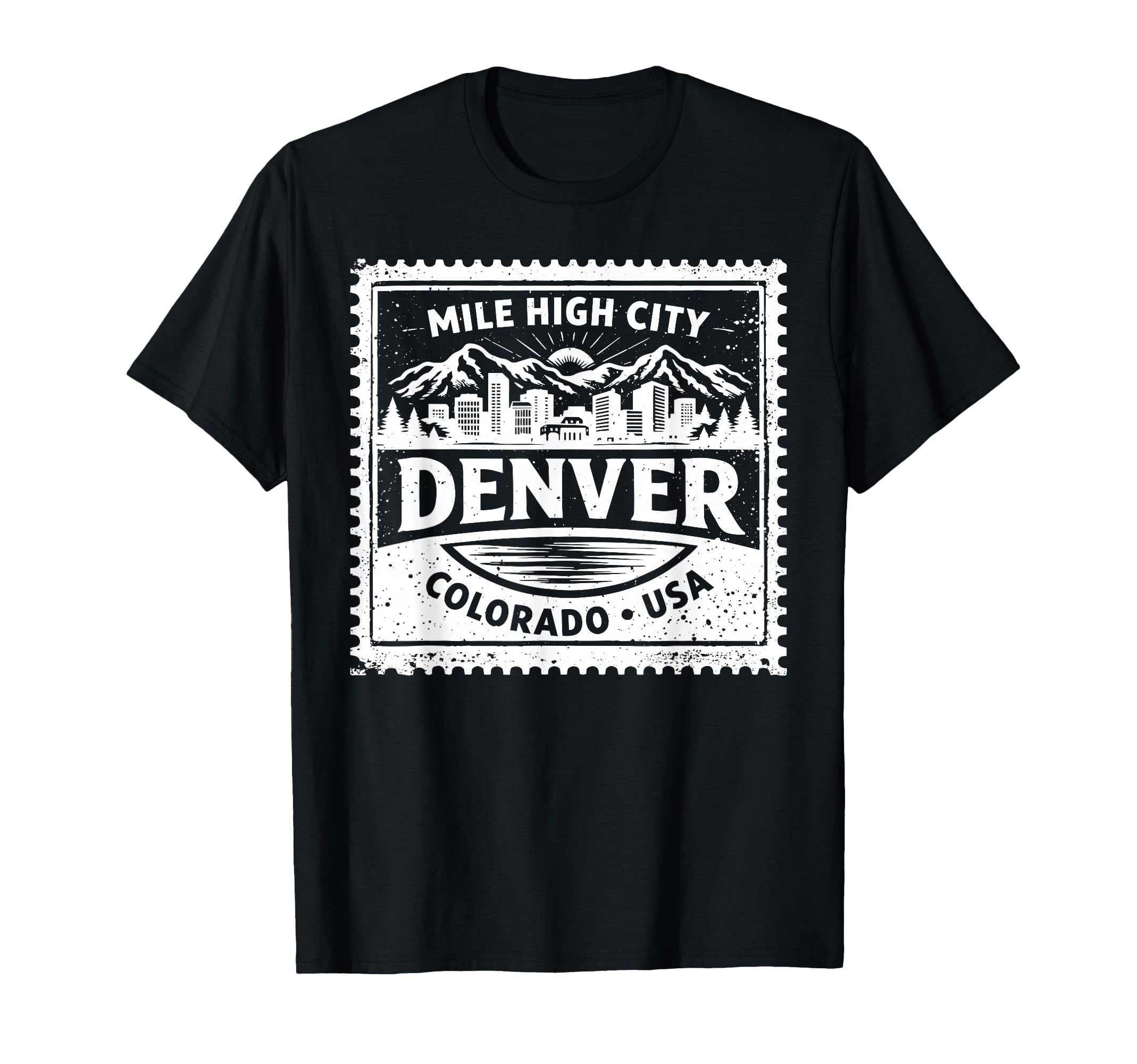 Denver Colorado Usa Travel Stamp T-Shirt - Fun Novelty Design Men Women - T-Shirt, Sweatshirt, Hoodie