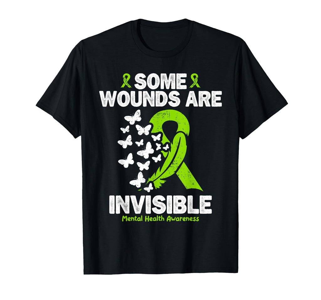 Some Wounds Are Invisible Ribbon Mental T-Shirt - Unique Graphic Unisex - T-Shirt, Sweatshirt, Hoodie