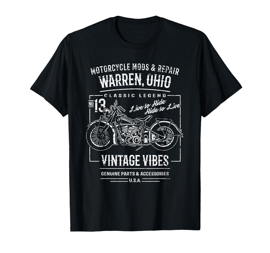 Warren Oh Usa Distressed Motorcycle T-Shirt - Streetwear Style for Adults - T-Shirt, Sweatshirt, Hoodie