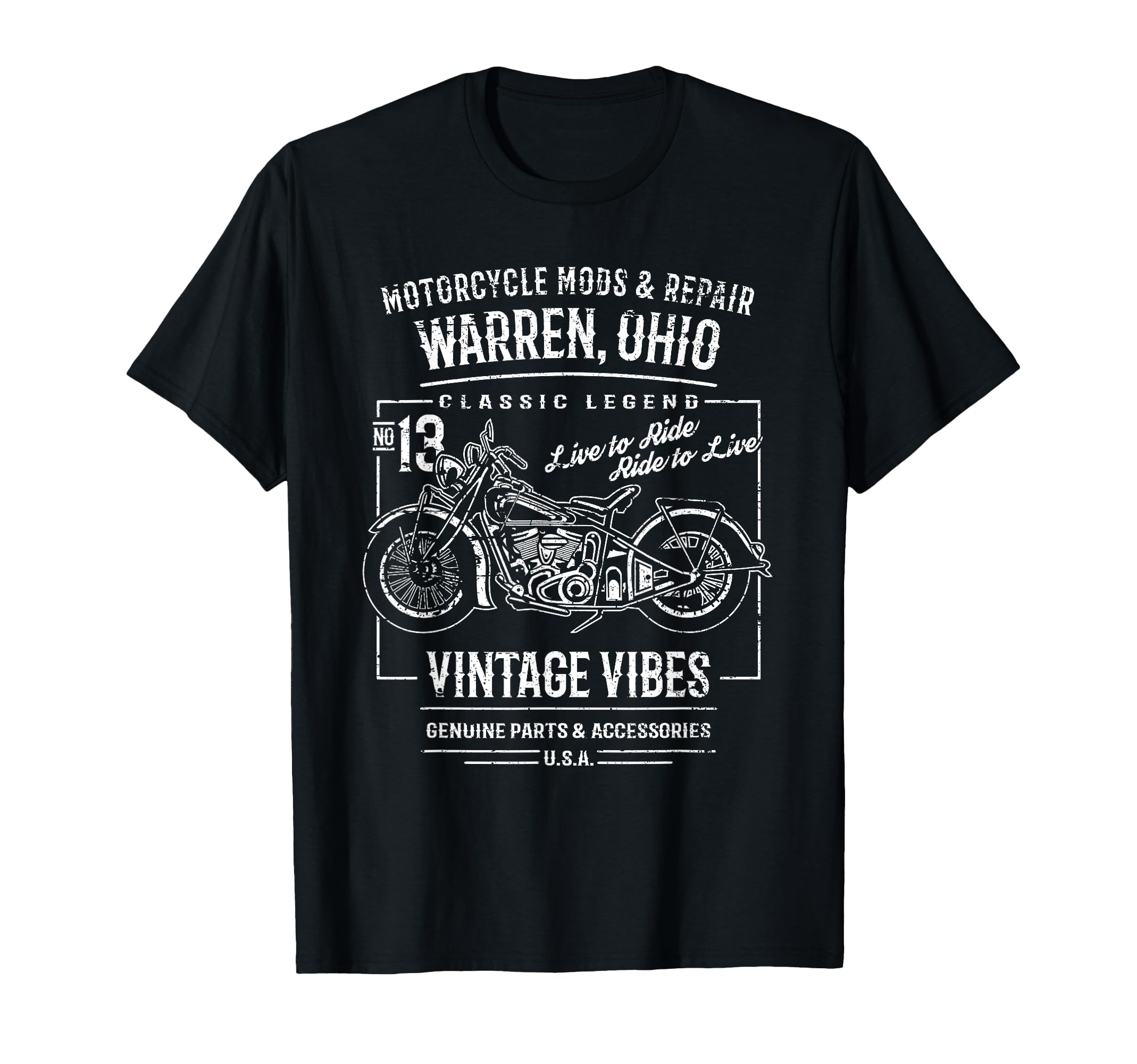 Warren Oh Usa Distressed Motorcycle T-Shirt - Streetwear Style for Adults - T-Shirt, Sweatshirt, Hoodie