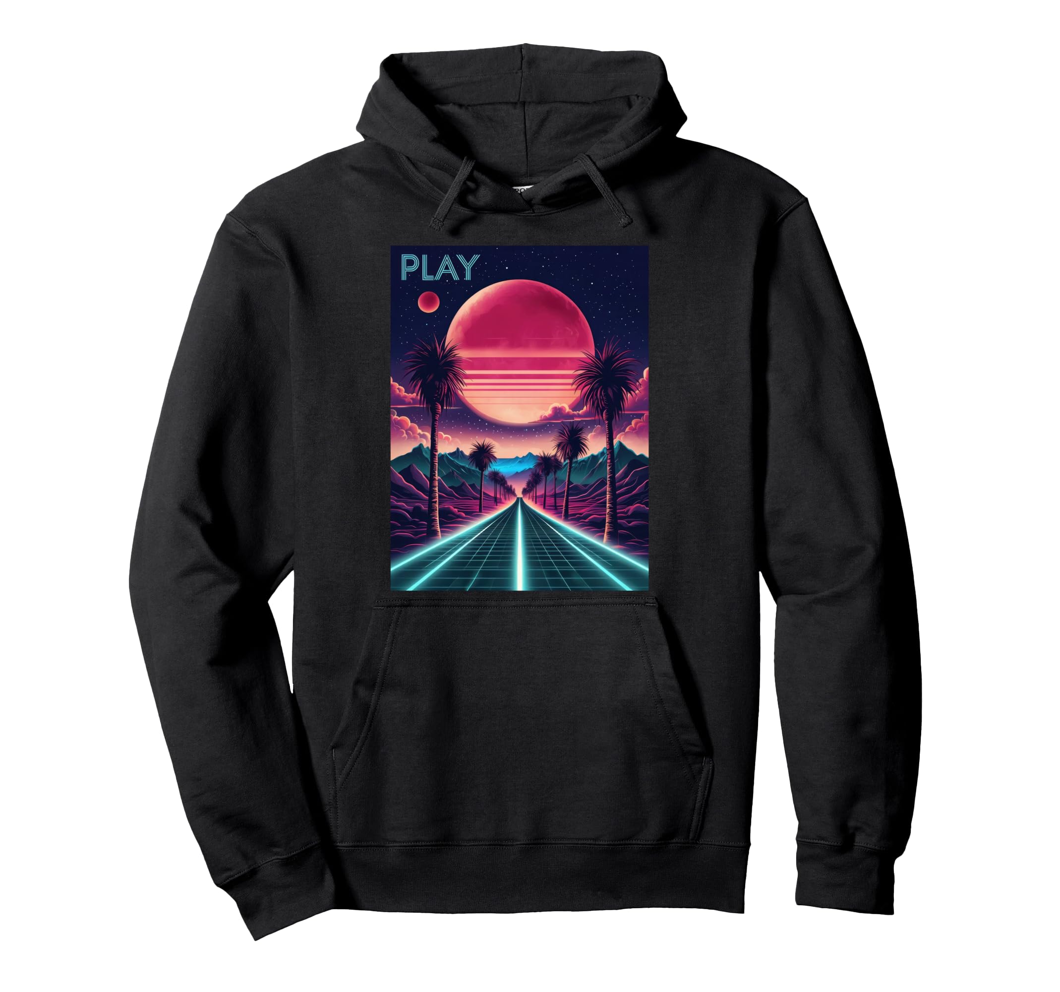 80S Synthwave Outrun Sunset Palm Tree Hoodie - Streetwear Style Men Women - T-Shirt, Sweatshirt, Hoodie