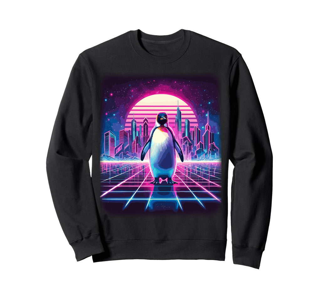 Synthwave Aesthetic Penguin Lover 80S Sweatshirt - Streetwear Style Unisex - T-Shirt, Sweatshirt, Hoodie
