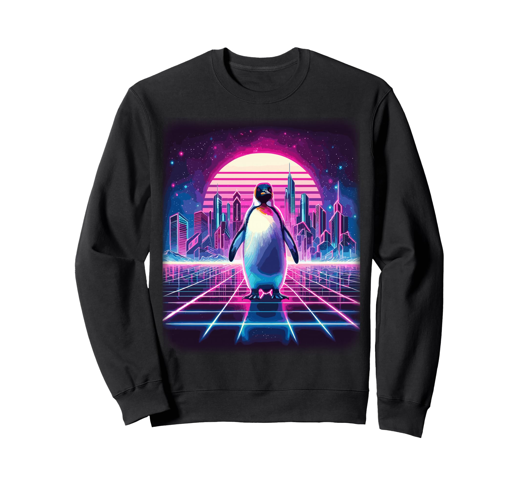 Synthwave Aesthetic Penguin Lover 80S Sweatshirt - Streetwear Style Unisex - T-Shirt, Sweatshirt, Hoodie