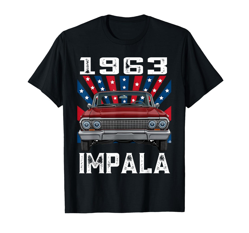 American Flag 1963 63 Impala Old School T-Shirt - Minimalist Print Unisex - T-Shirt, Sweatshirt, Hoodie