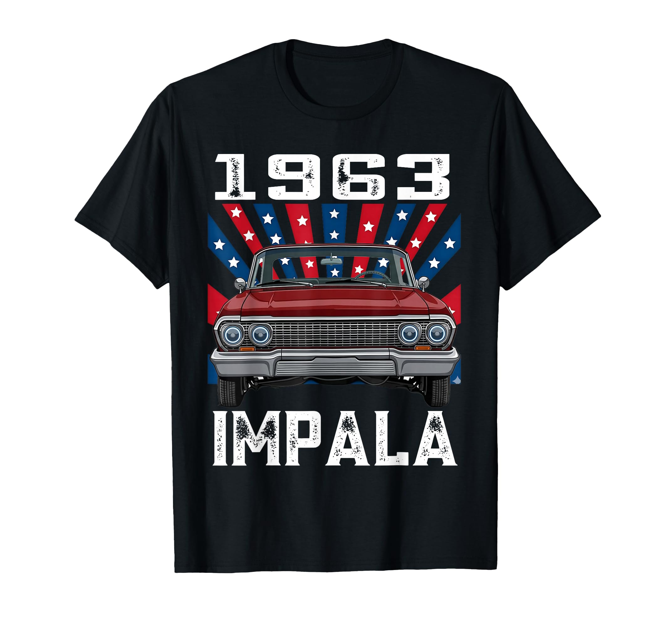 American Flag 1963 63 Impala Old School T-Shirt - Minimalist Print Unisex - T-Shirt, Sweatshirt, Hoodie
