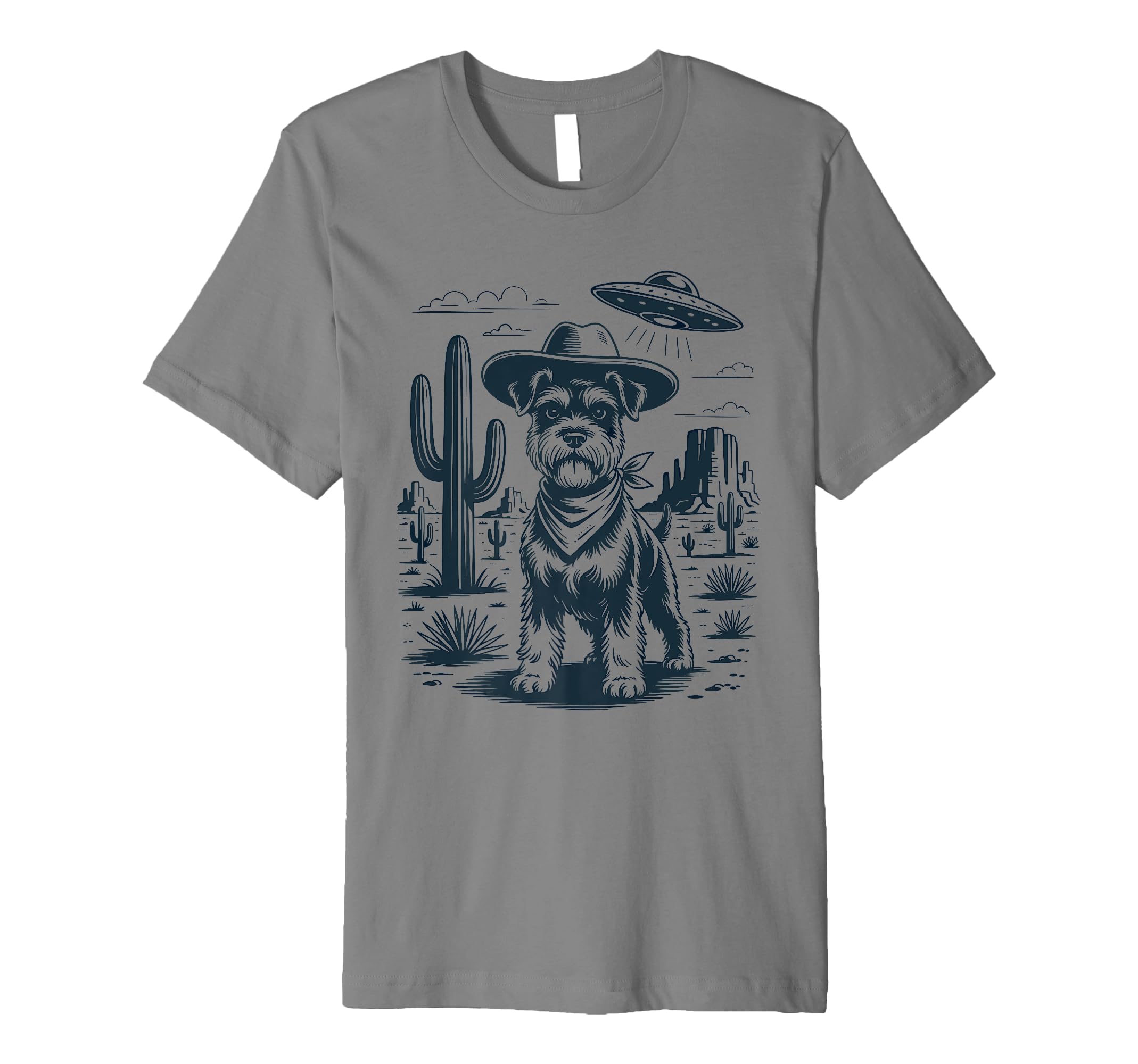 Cowboy Miniature Schnauzer Dog Ufo T-Shirt - Fun Novelty Design Unisex - T-Shirt, Sweatshirt, Hoodie