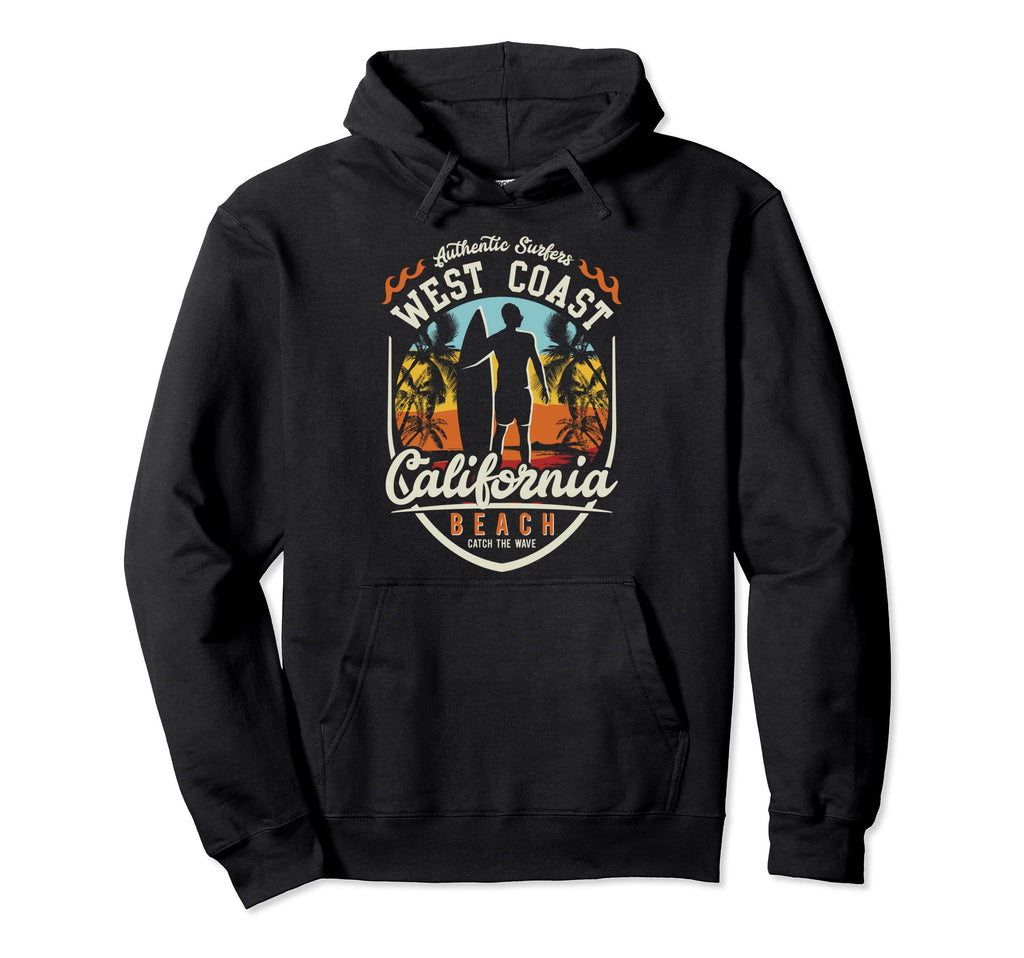 West Coast California Beach Surfer Surf Hoodie - Fun Novelty Design Unisex - T-Shirt, Sweatshirt, Hoodie