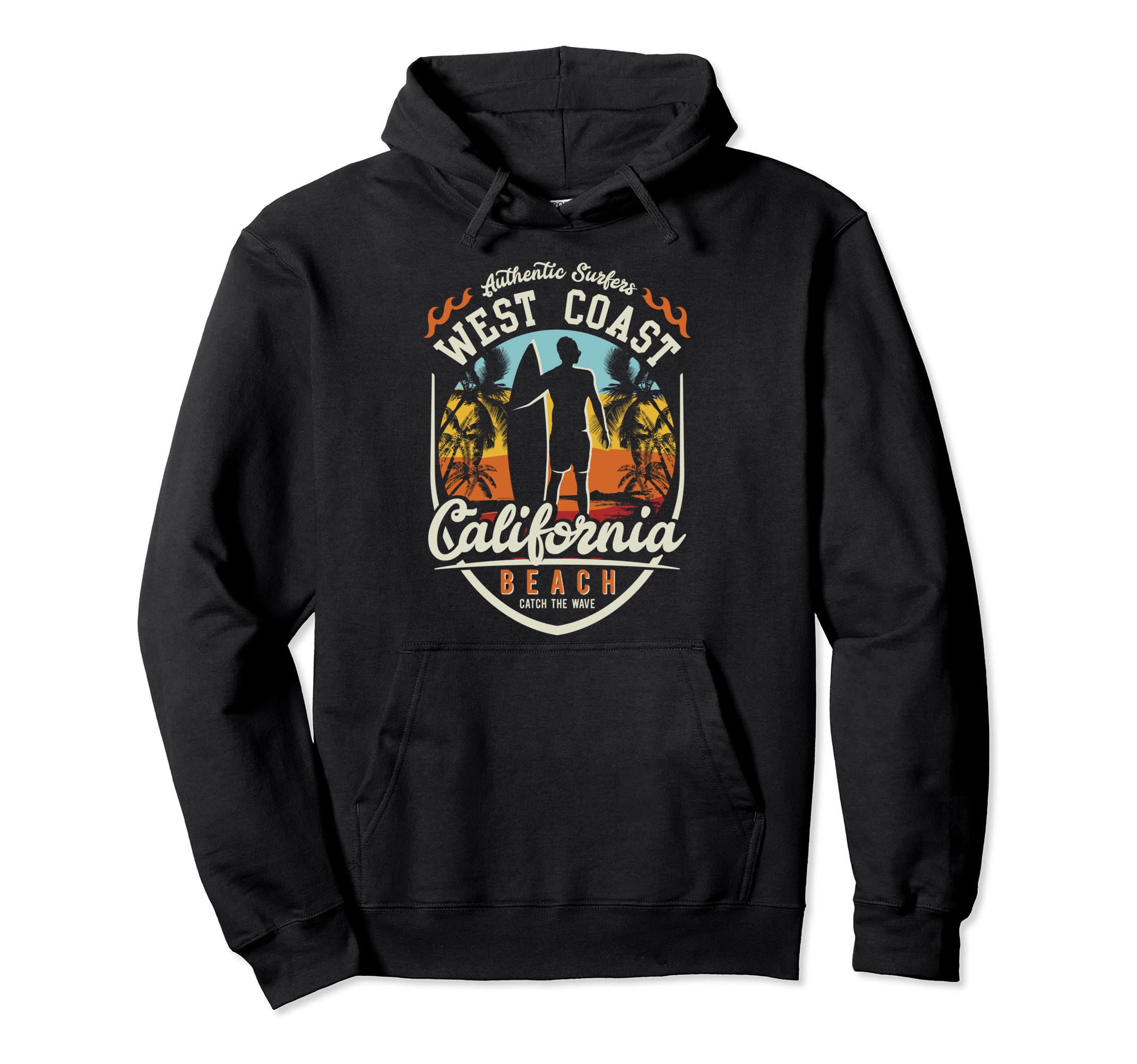 West Coast California Beach Surfer Surf Hoodie - Fun Novelty Design Unisex - T-Shirt, Sweatshirt, Hoodie