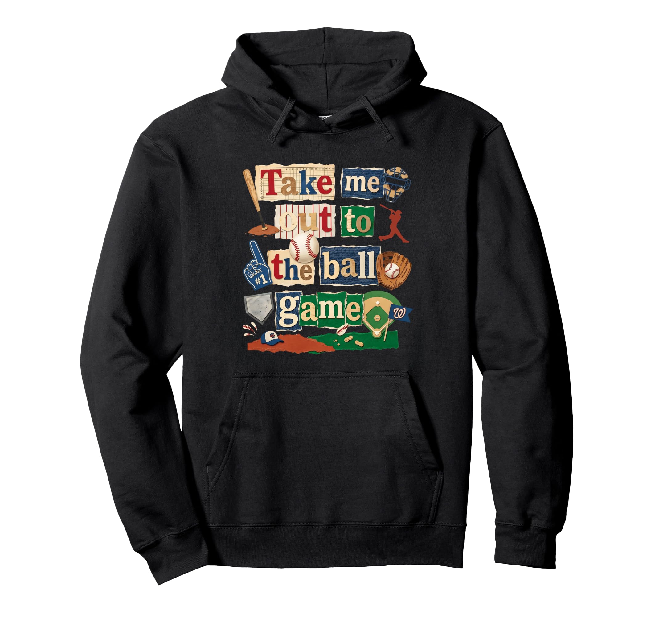 Take Me Out Baseball Typography Game Hoodie - Trendy Graphic Unisex - T-Shirt, Sweatshirt, Hoodie