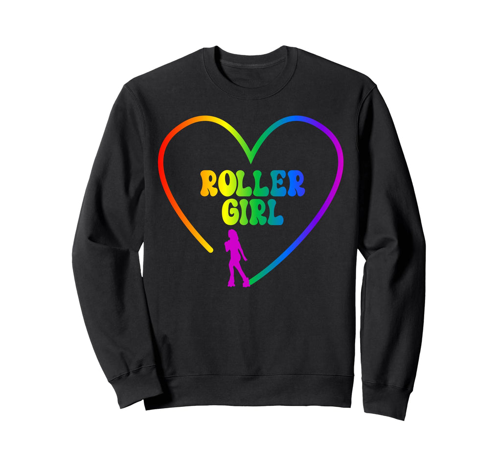 Roller Skating Skate Rainbow Heart Sweatshirt - Trendy Graphic Unisex - T-Shirt, Sweatshirt, Hoodie