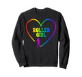 Roller Skating Skate Rainbow Heart Sweatshirt - Trendy Graphic Unisex - T-Shirt, Sweatshirt, Hoodie