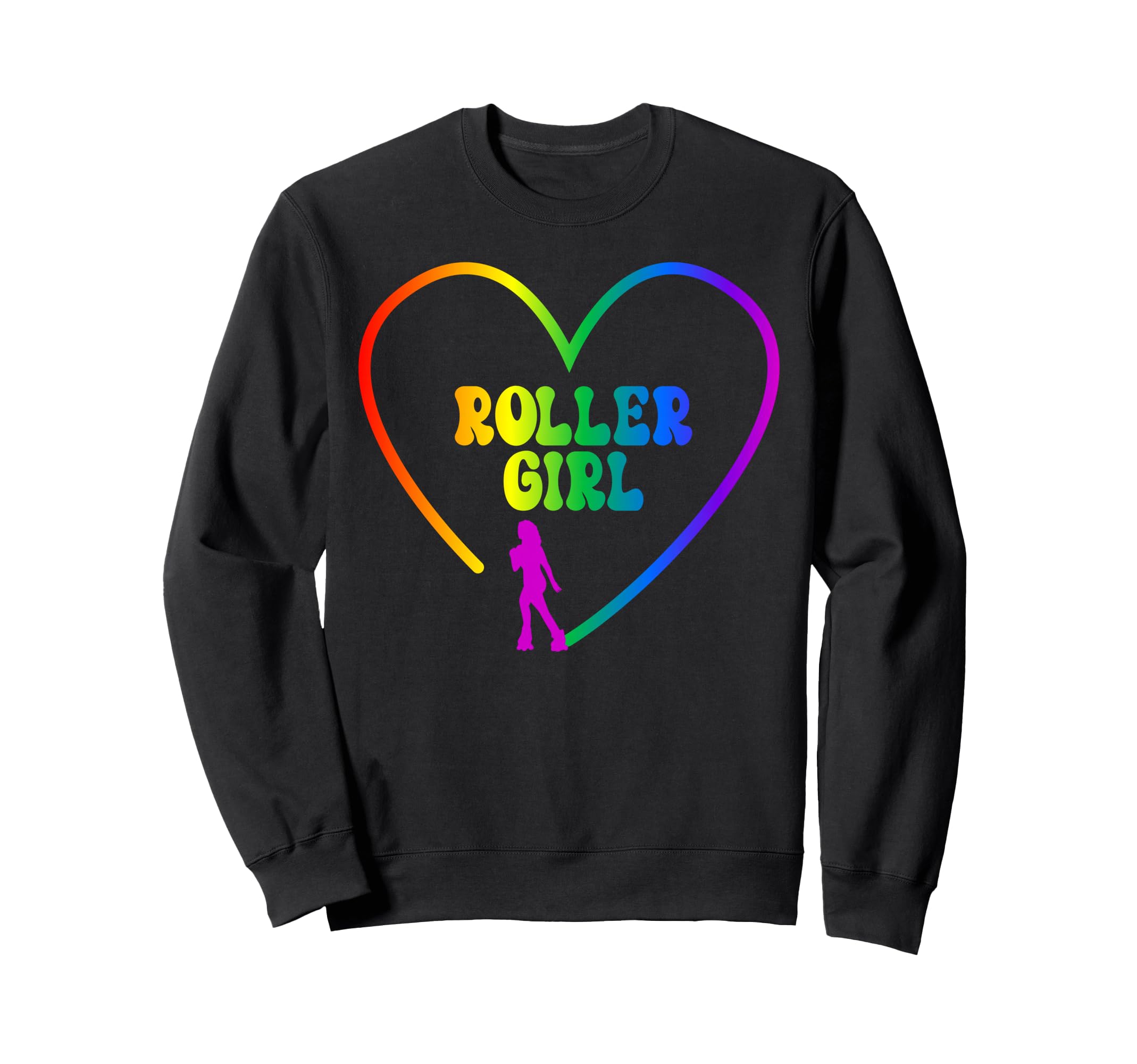 Roller Skating Skate Rainbow Heart Sweatshirt - Trendy Graphic Unisex - T-Shirt, Sweatshirt, Hoodie