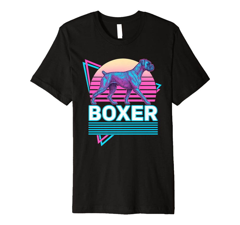 Boxer Dog Synthwave Aesthetic Dog T-Shirt - Minimalist Print for Adults - T-Shirt, Sweatshirt, Hoodie
