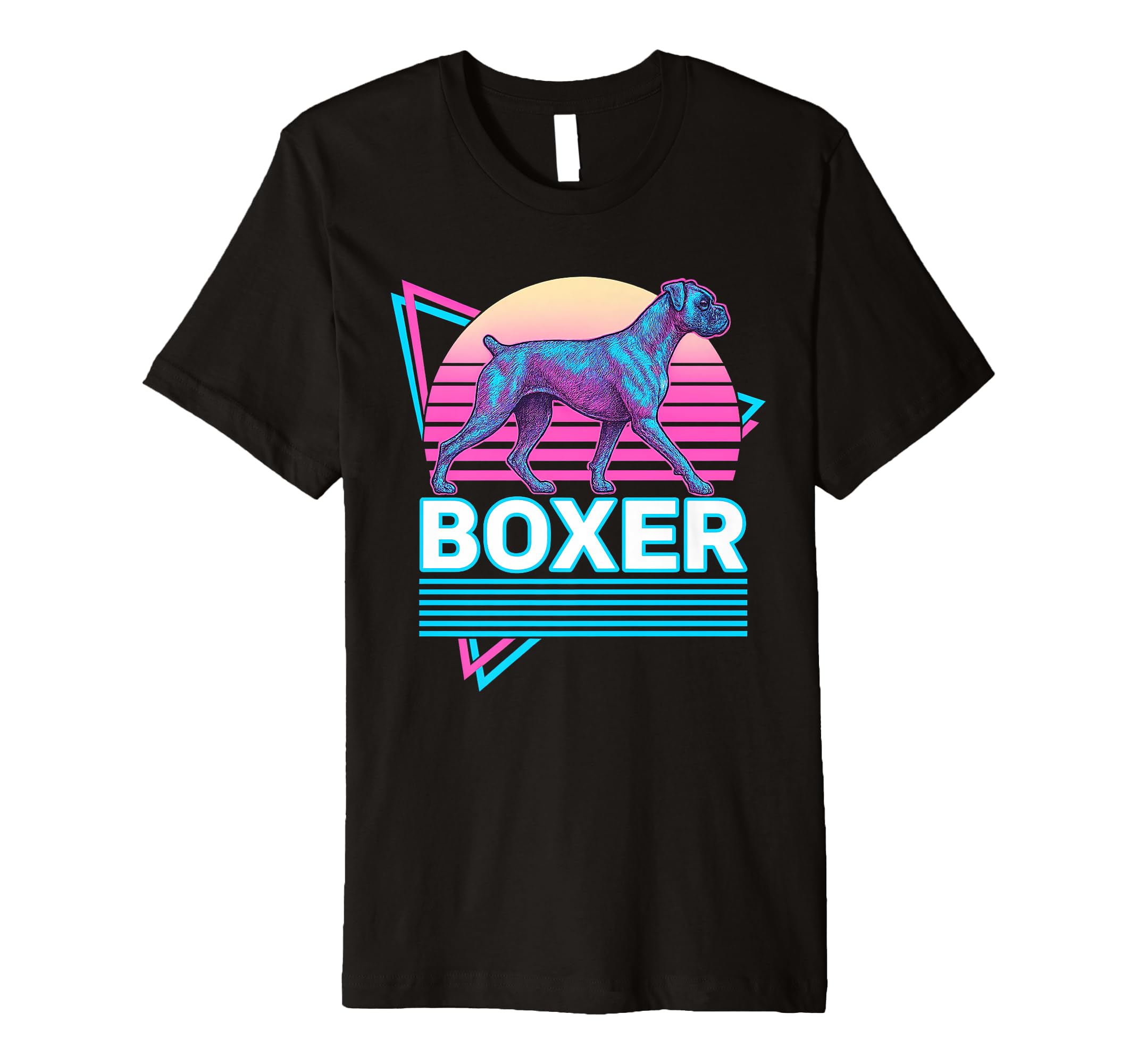 Boxer Dog Synthwave Aesthetic Dog T-Shirt - Minimalist Print for Adults - T-Shirt, Sweatshirt, Hoodie