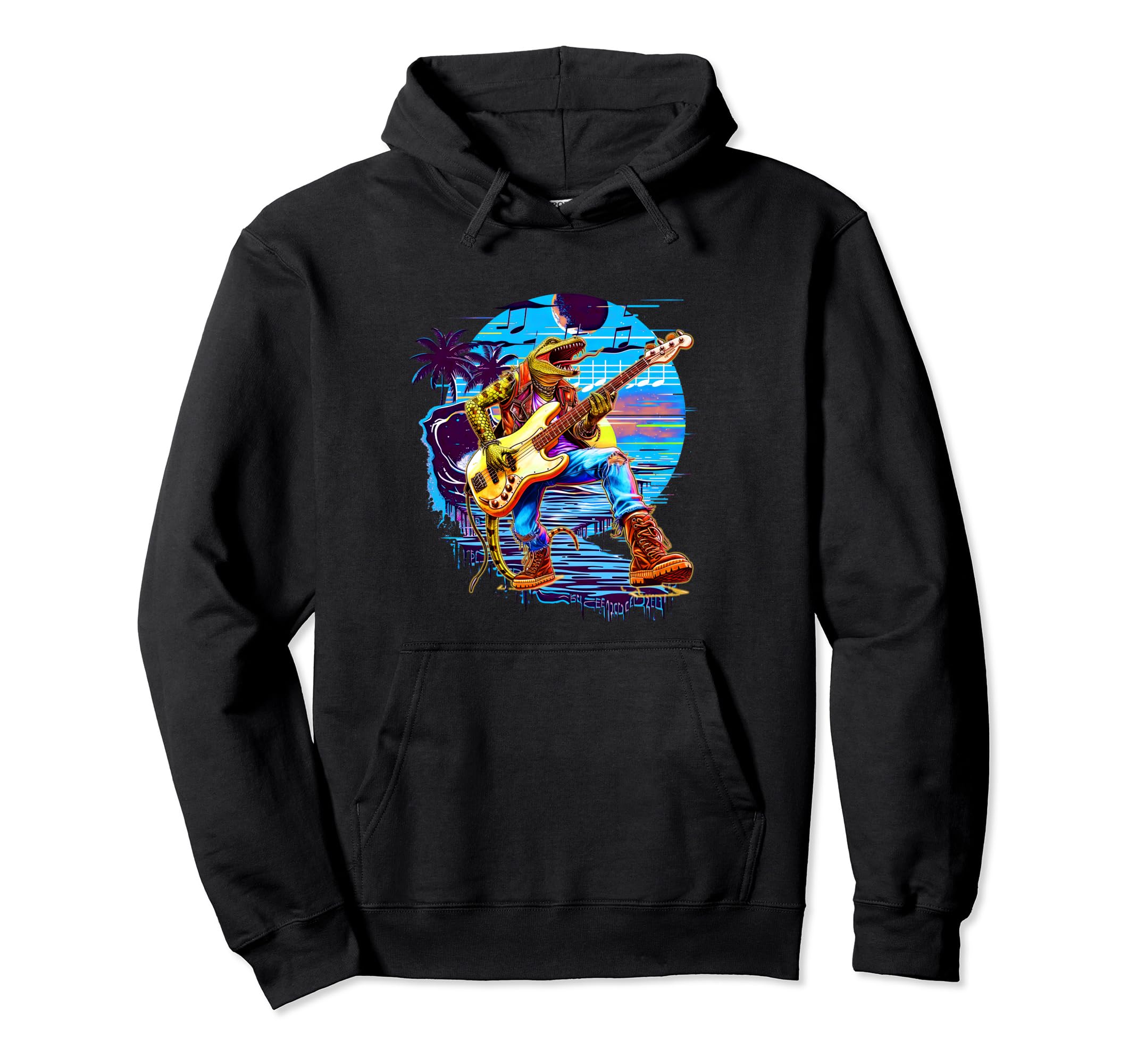 80S 90S Streetwear Rocker Lizard Bass Hoodie - Unique Graphic Unisex - T-Shirt, Sweatshirt, Hoodie