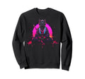 Synthwave Cat Samurai Mediation Sweatshirt - Fun Novelty Design for Adults - T-Shirt, Sweatshirt, Hoodie