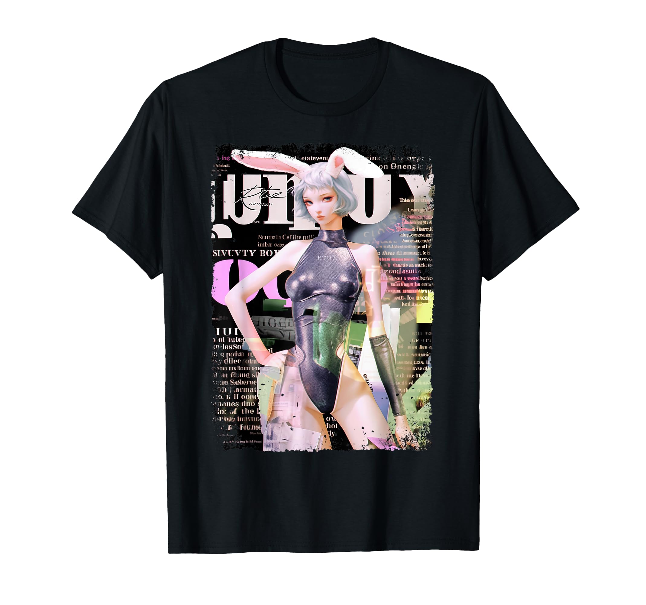 Magazin Cover Bunny Collage Sexy Model T-Shirt - Graphic Print Men Women - T-Shirt, Sweatshirt, Hoodie