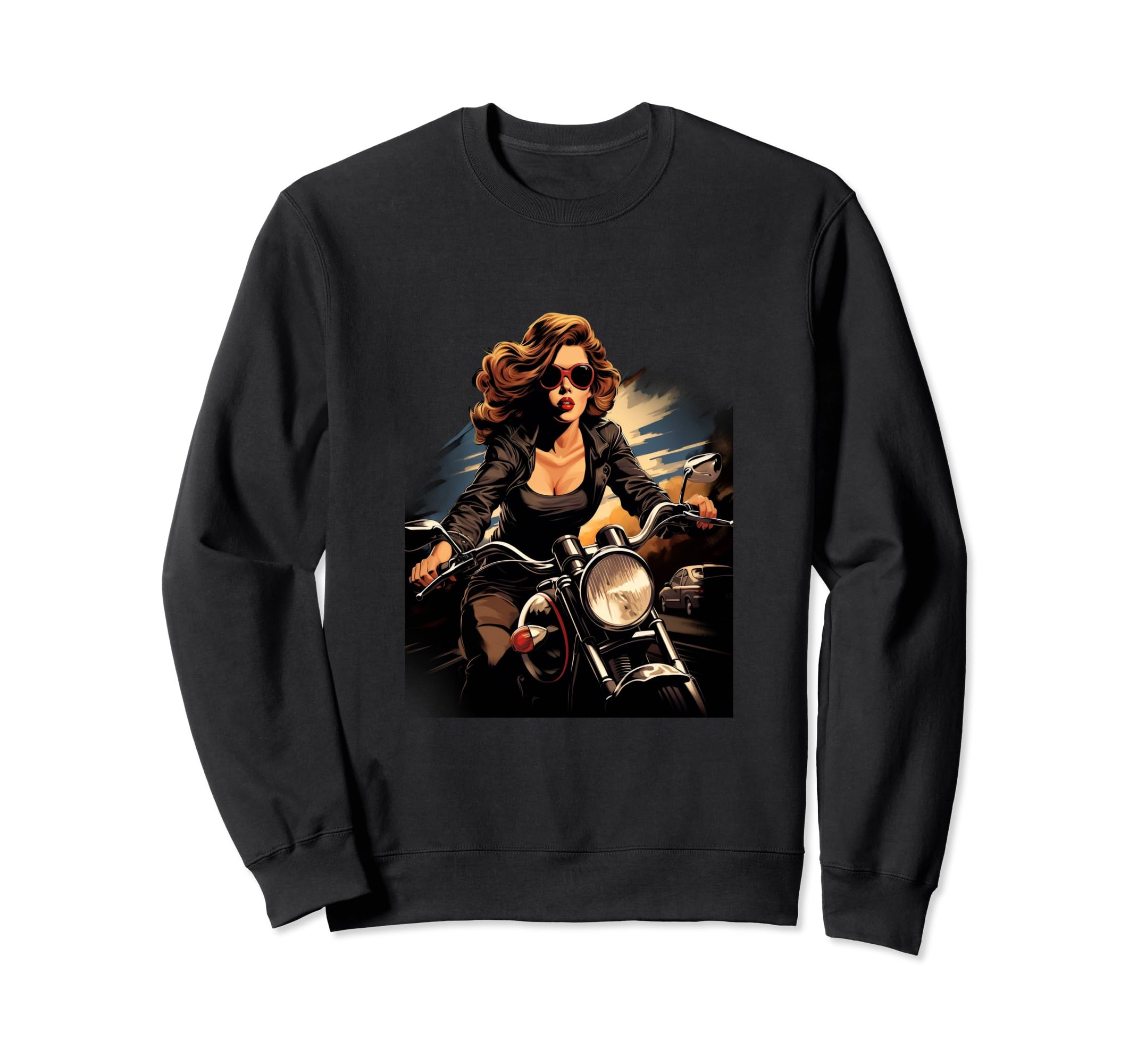 Pinup Biker 1940S Motorcycle Sweatshirt - Casual Everyday Wear for Adults - T-Shirt, Sweatshirt, Hoodie