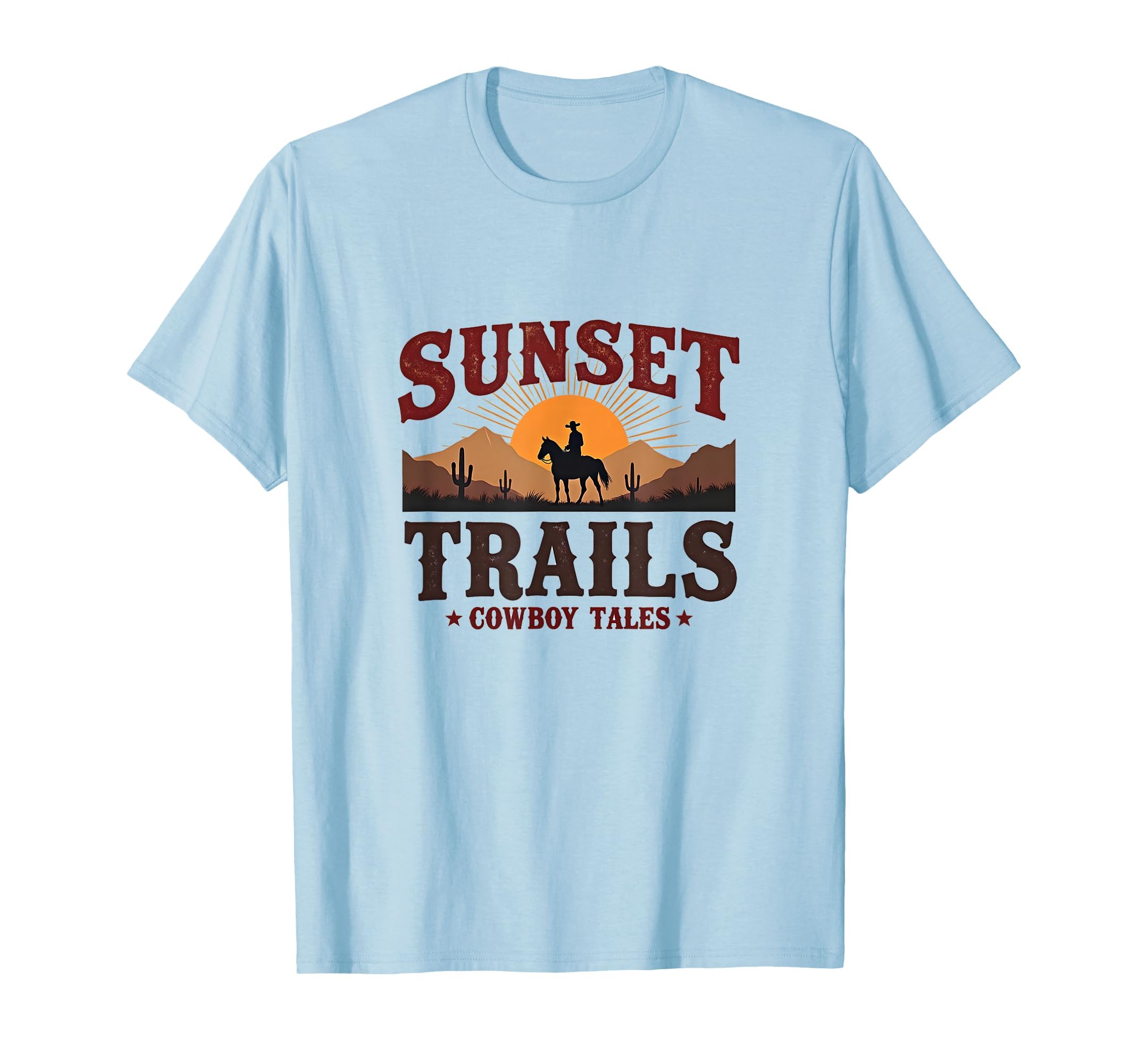 Sunset Trails Custom Cowboy Tales T-Shirt - Unique Graphic Men Women - T-Shirt, Sweatshirt, Hoodie