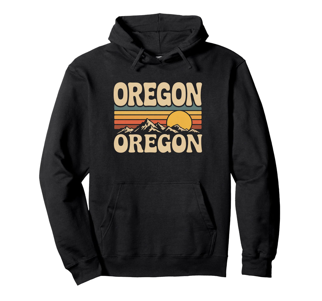Oregon Mountain Sunset 70S State Souvenir Hoodie - Minimalist Print Unisex - T-Shirt, Sweatshirt, Hoodie