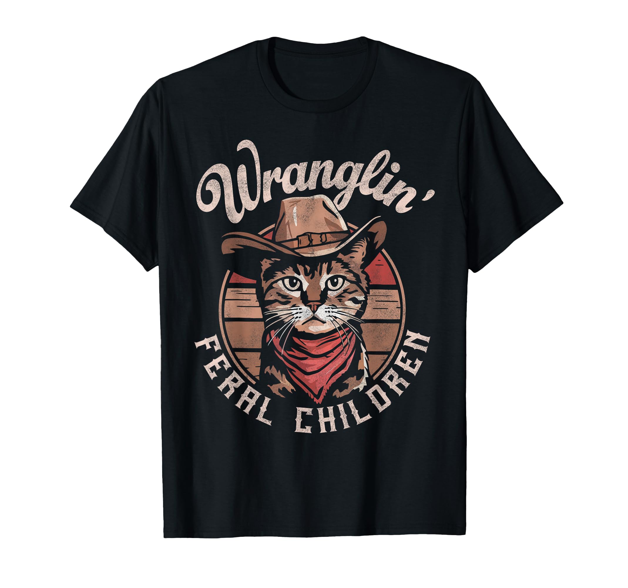 Wranglin Feral Children Cowboy Cat 90S T-Shirt - Unique Graphic for Adults - T-Shirt, Sweatshirt, Hoodie