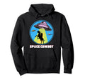 Cowboy Alien Spaceship Abduction Distressed Hoodie - Trendy Graphic Unisex - T-Shirt, Sweatshirt, Hoodie