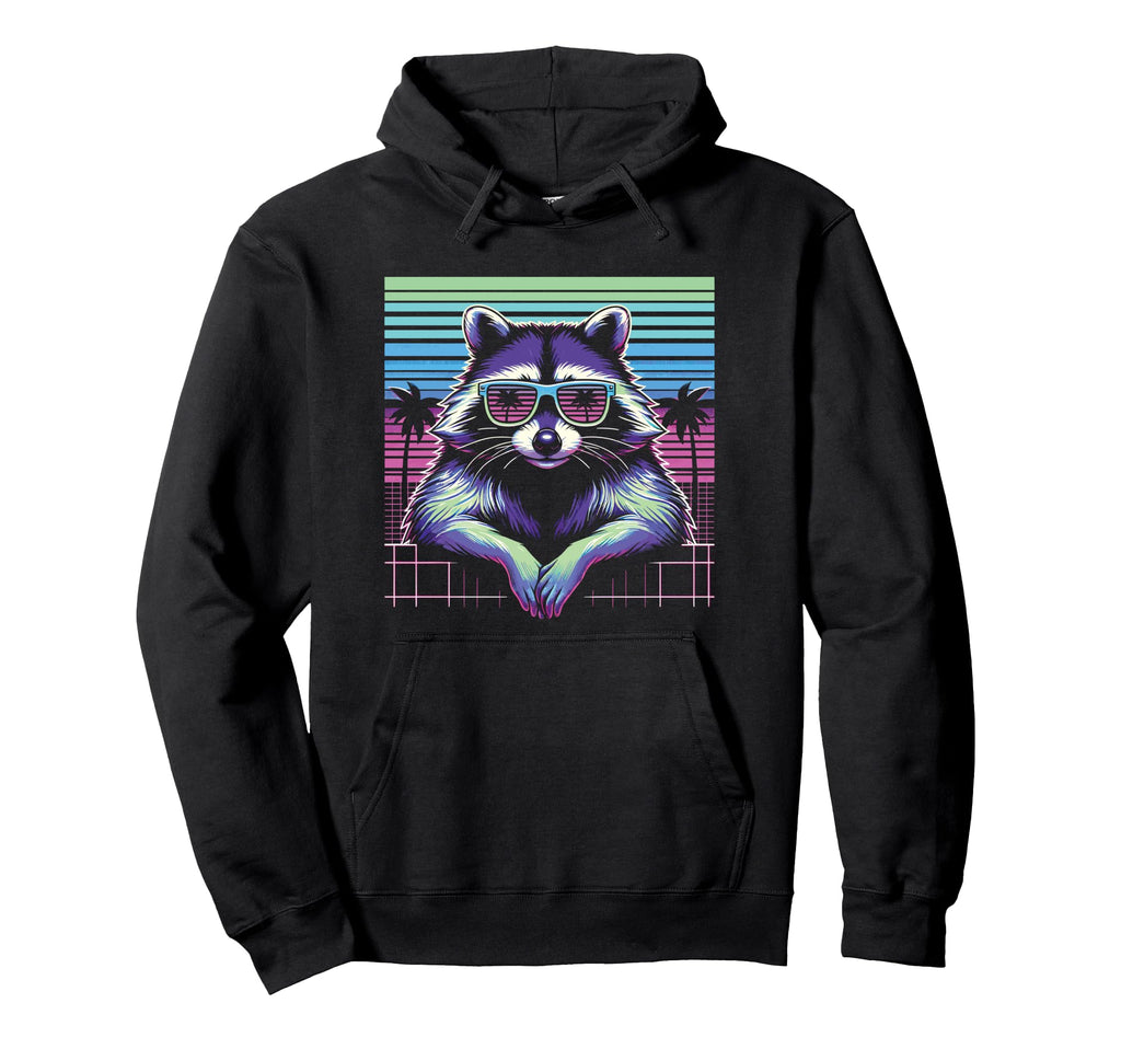 Raccoon Sunglasses 80S Aesthetic Vaporwave Hoodie - Graphic Print Men Women - T-Shirt, Sweatshirt, Hoodie