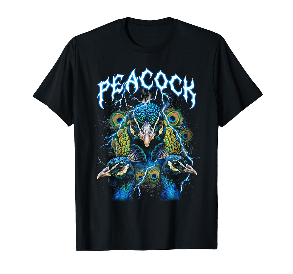 Peacock 90S Heavy Metal Peacock T-Shirt - Fun Novelty Design for Adults - T-Shirt, Sweatshirt, Hoodie