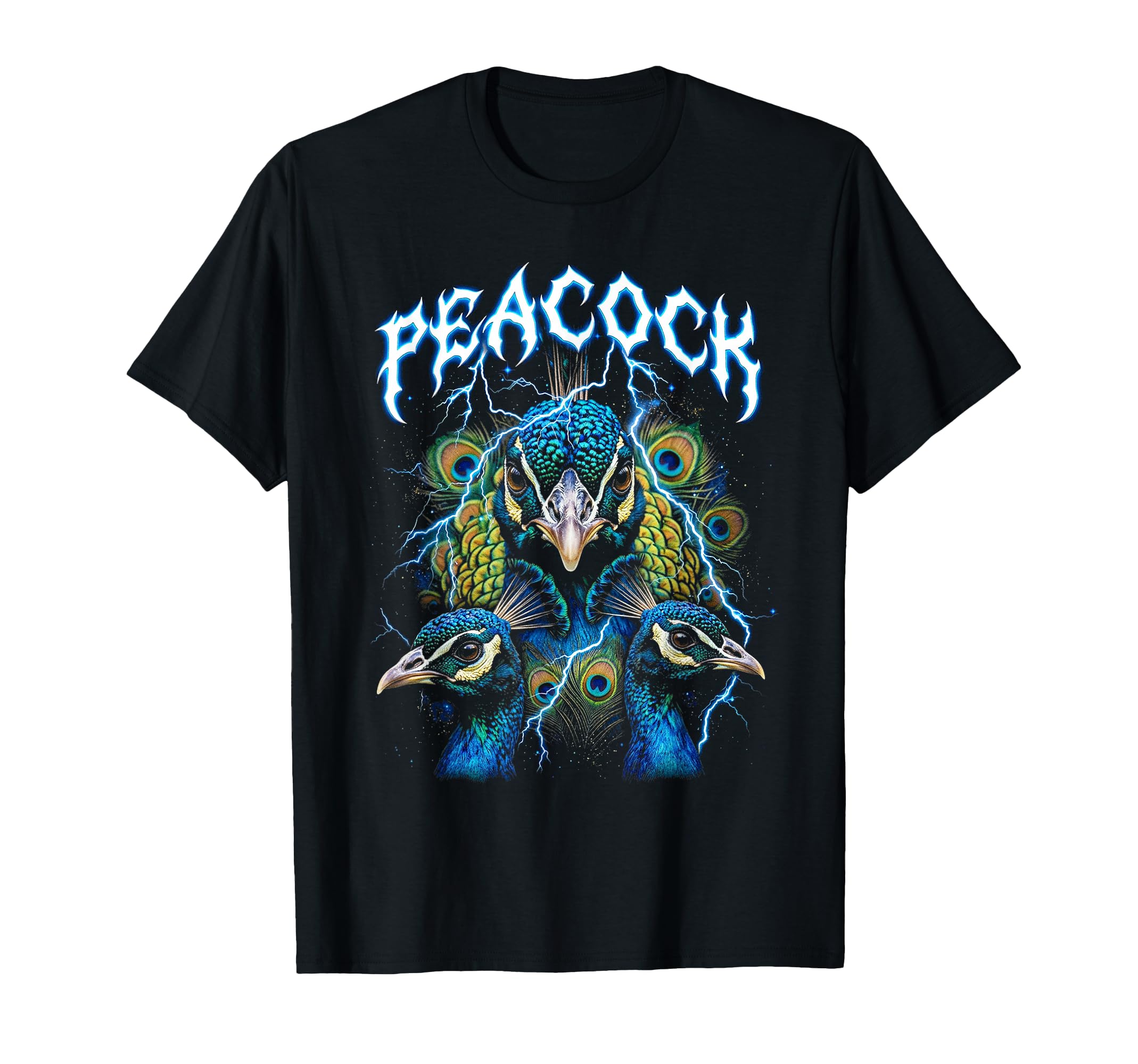 Peacock 90S Heavy Metal Peacock T-Shirt - Fun Novelty Design for Adults - T-Shirt, Sweatshirt, Hoodie