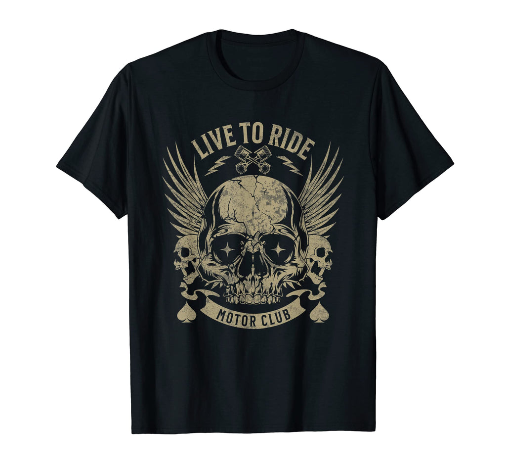 Live To Ride Motor Club Motorcycle T-Shirt - Fun Novelty Design Men Women - T-Shirt, Sweatshirt, Hoodie