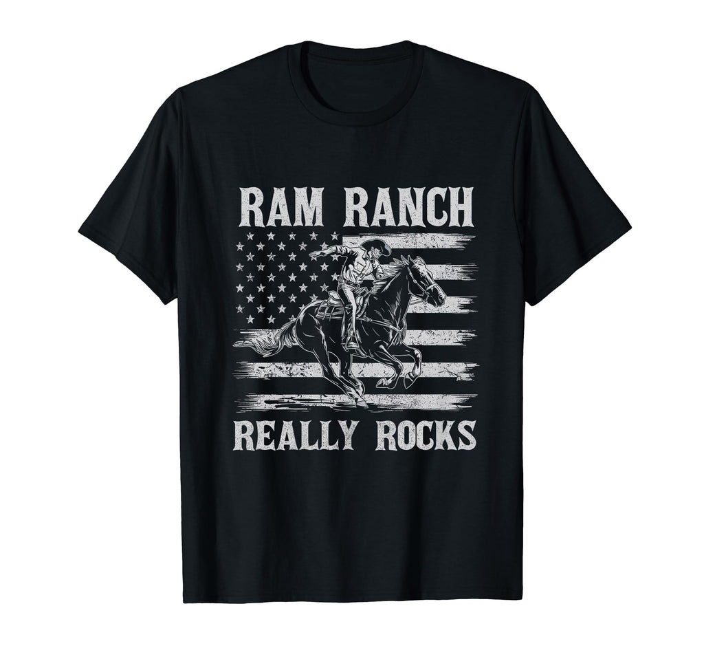 Ram Ranch Really Rocks Cowboy Horseback T-Shirt - Graphic Print Men Women - T-Shirt, Sweatshirt, Hoodie